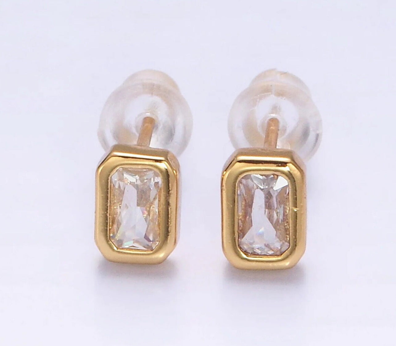 White Stone Baguette Studs