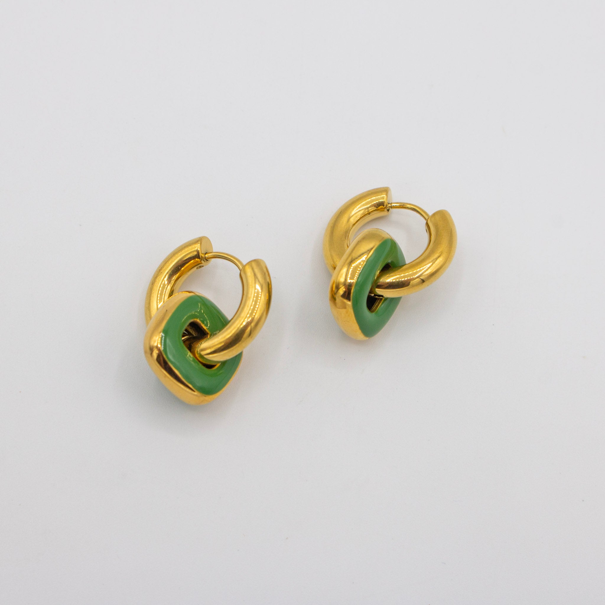 Green & Gold Dangle Earrings