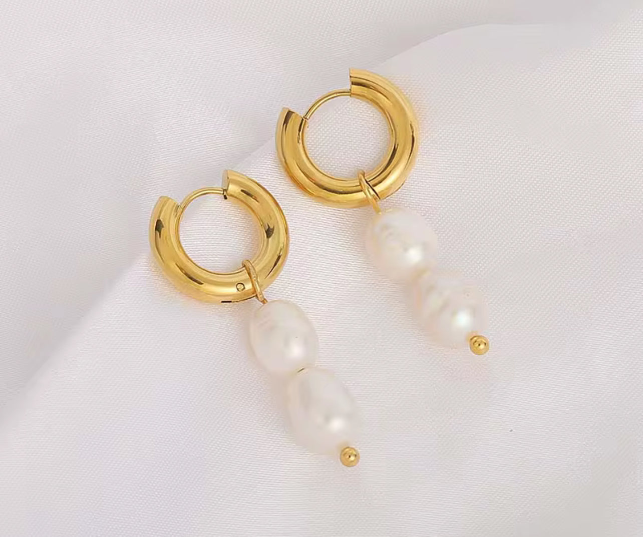 Double Fresh Water Pearl Earrings