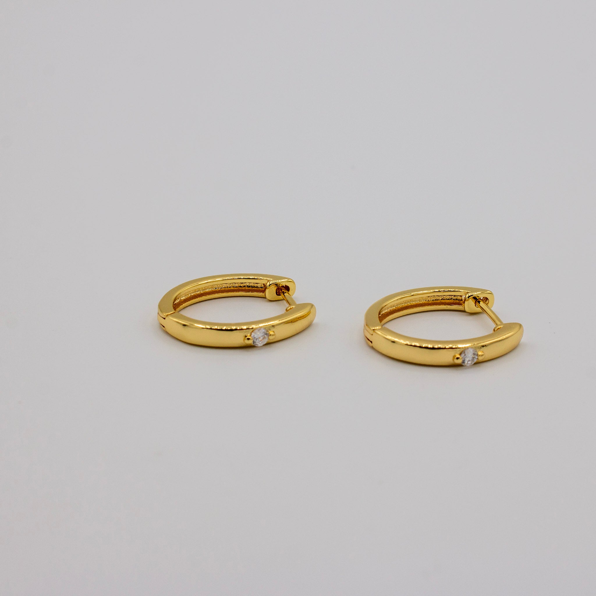 Cz Oval Huggie Hoops