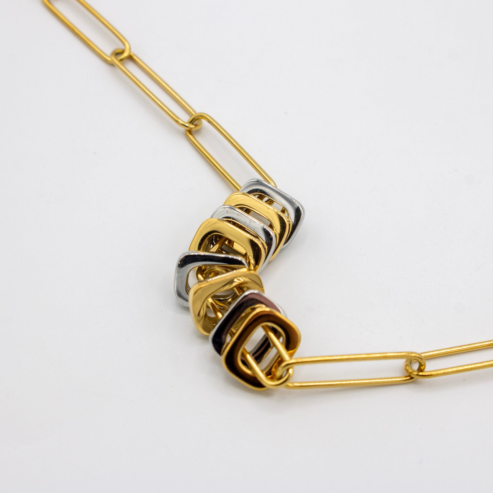 Mix Metal Paperclip Necklace
