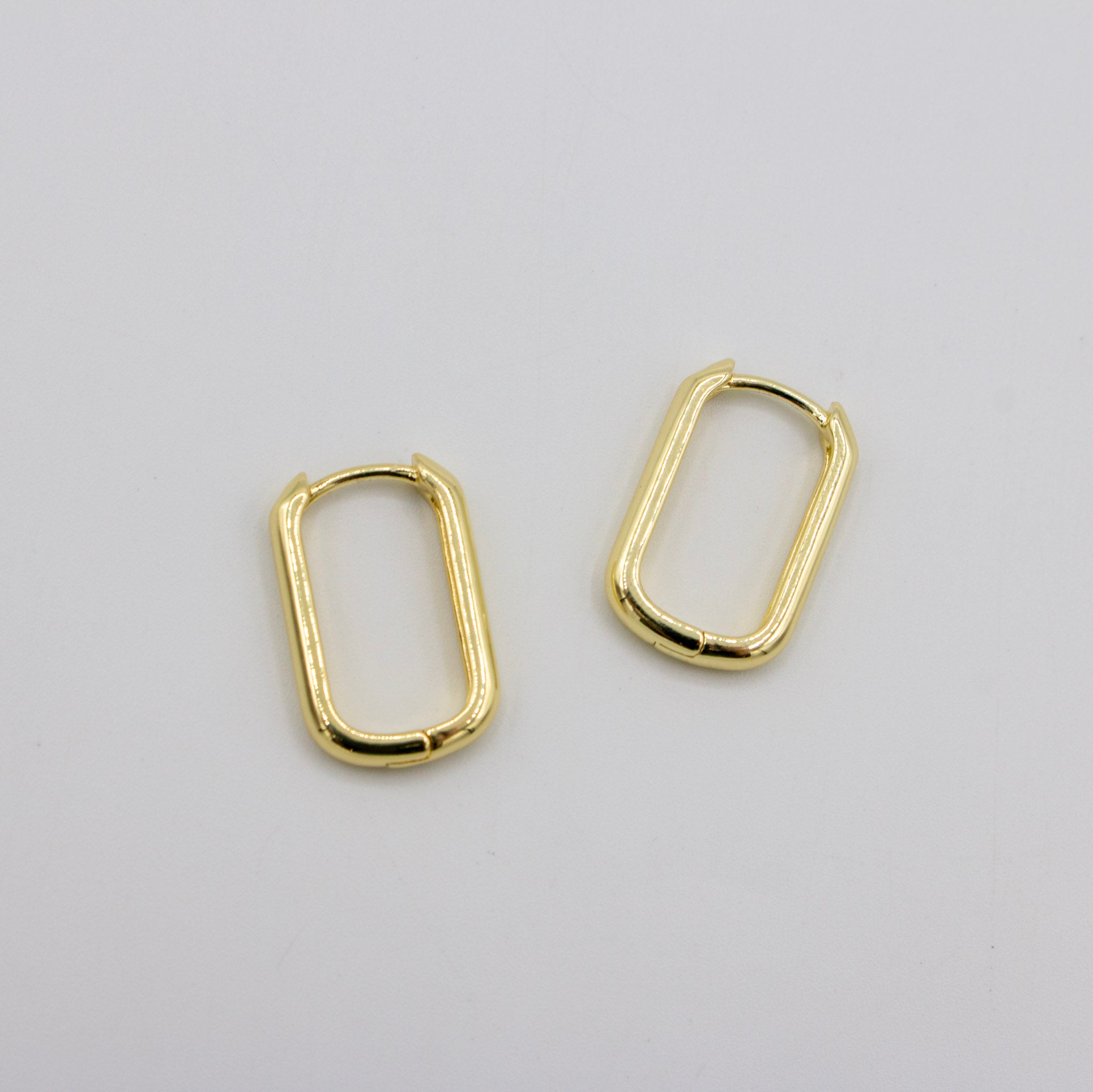 Gold Oblong Hoop Earrings