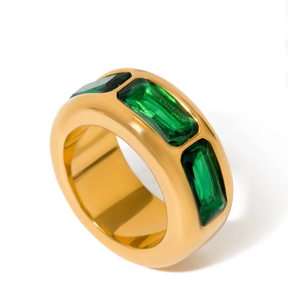 Emerald Green Cz Ring