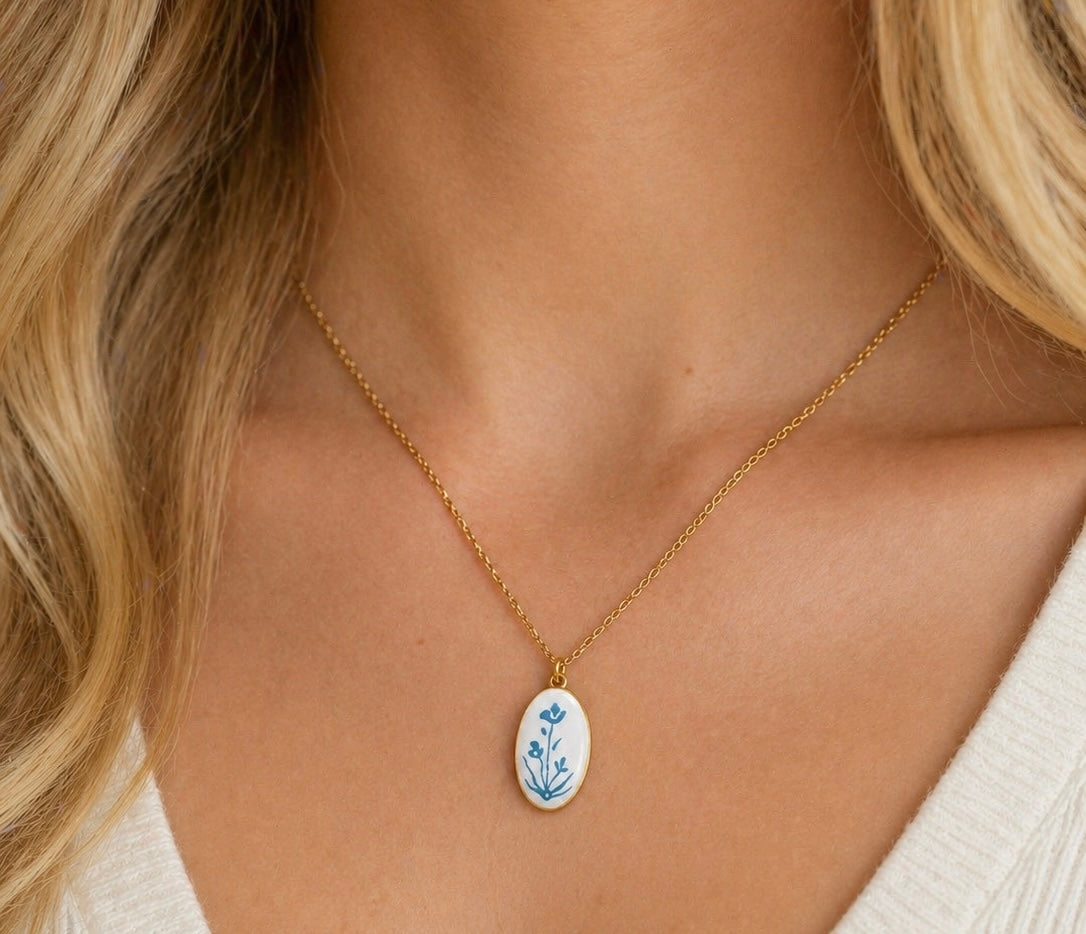Watercolor Flower Charm Necklace