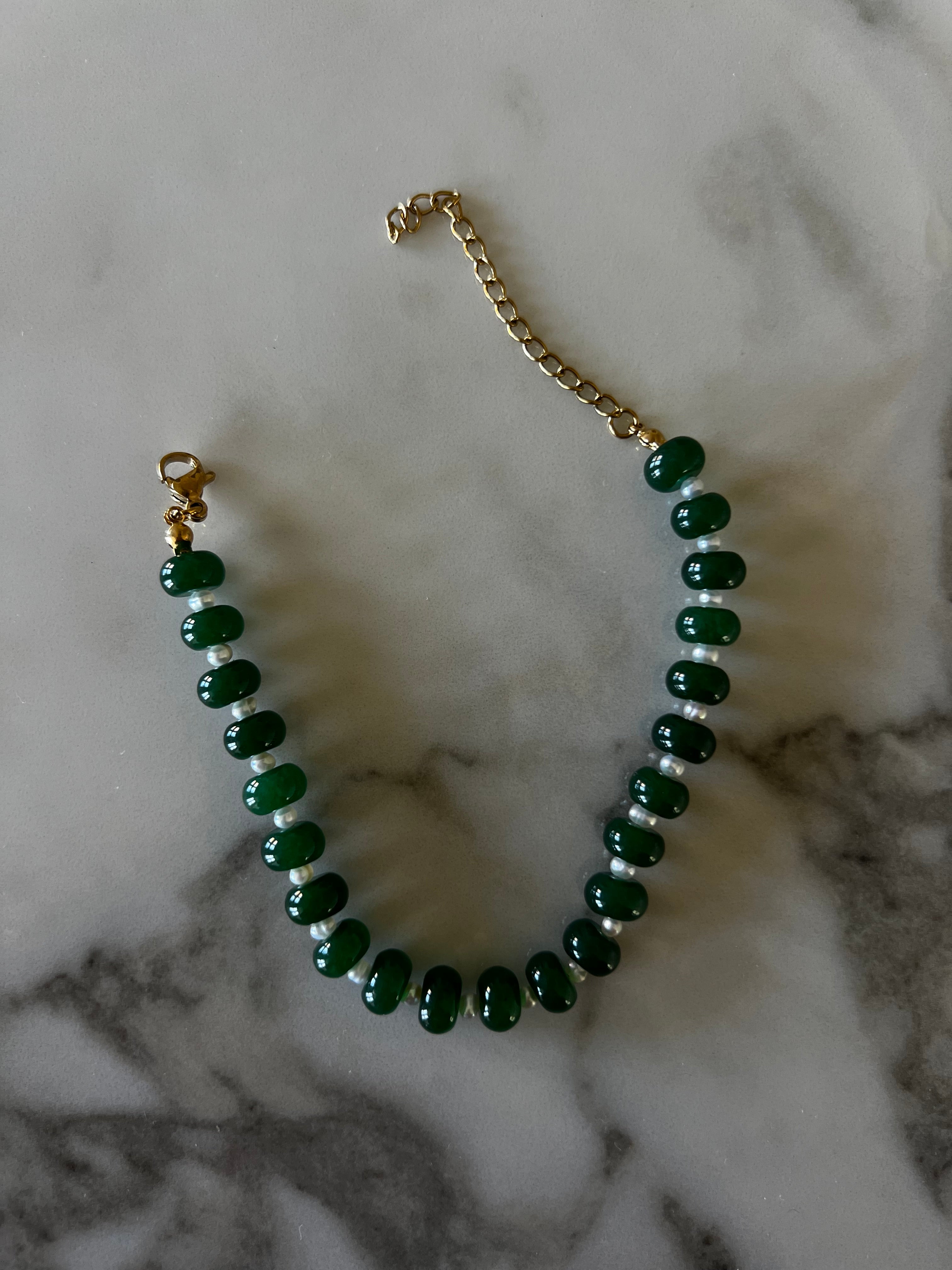Emerald and Pearl Bracelet