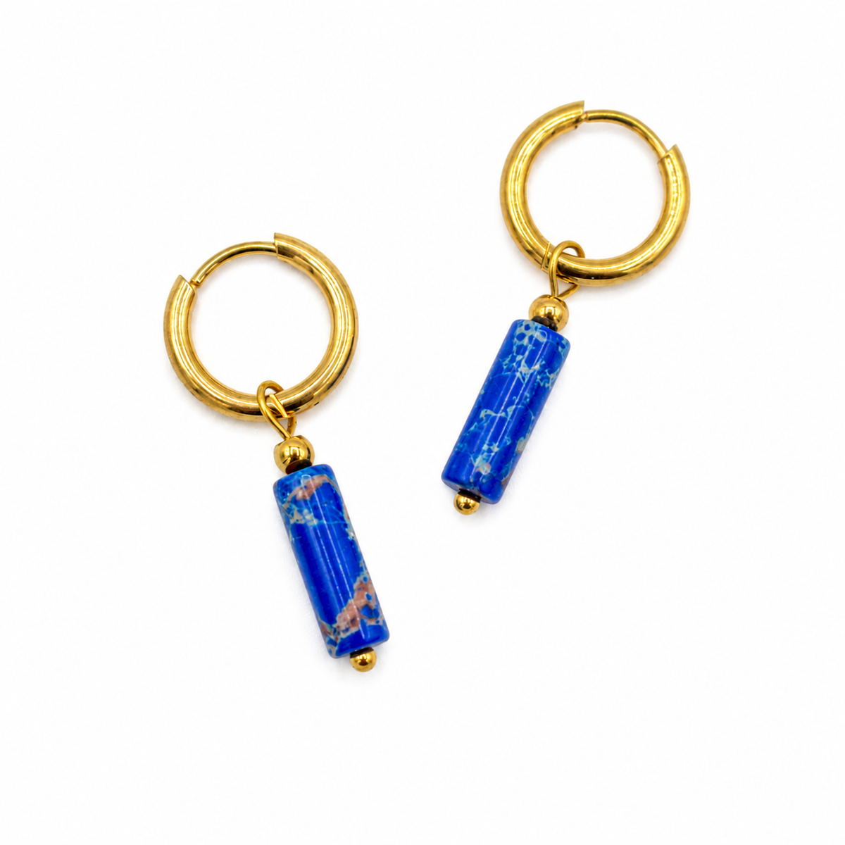 Blue Stone Charm Dangle Huggies
