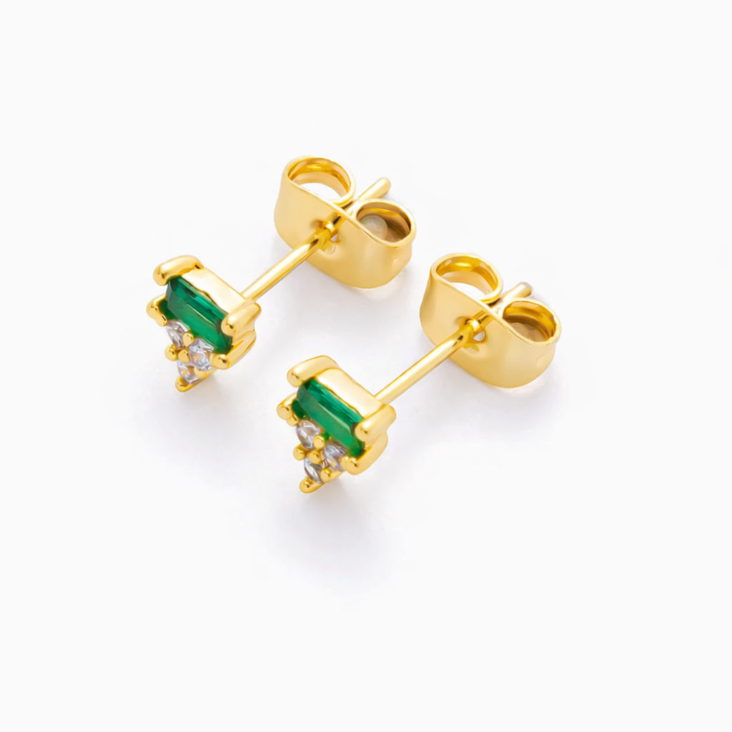 Emerald Baguette Cz Dainty Stud