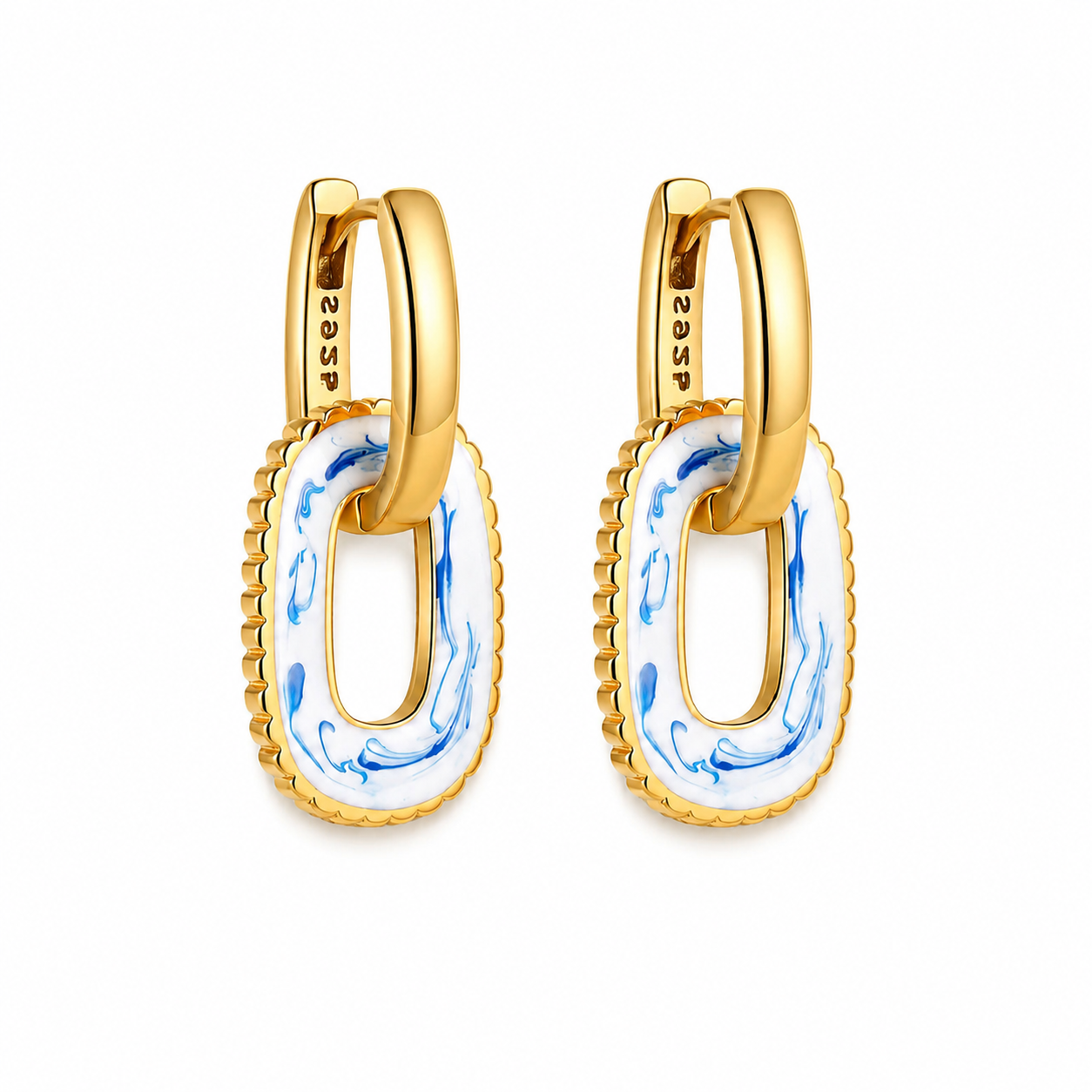 Watercolor Oval Charm Earrings