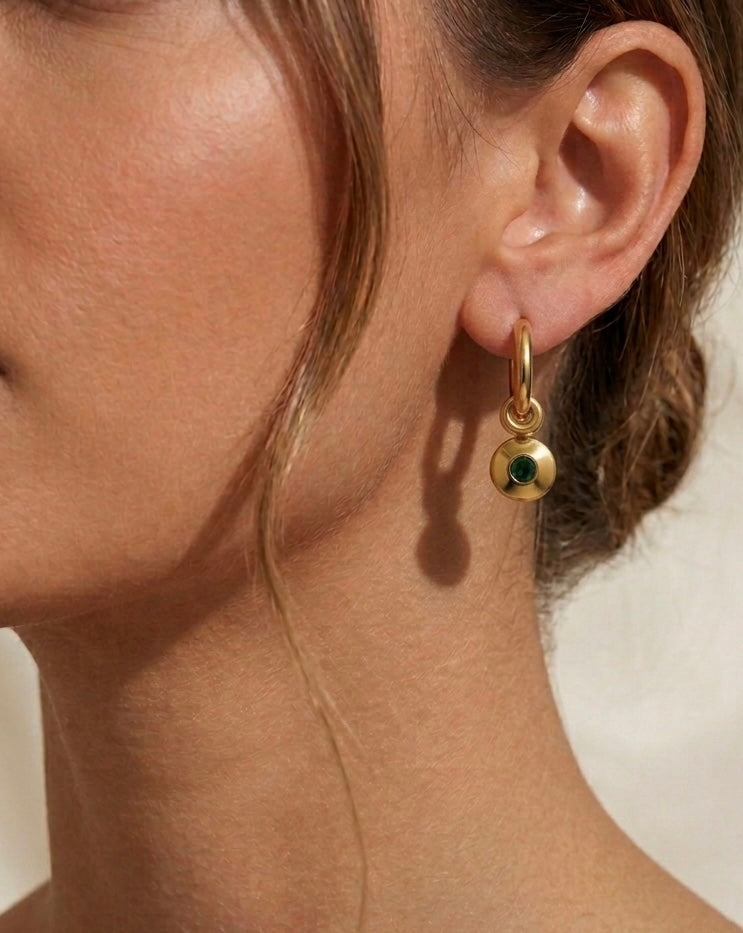 Emerald and Gold Circle Dangle
