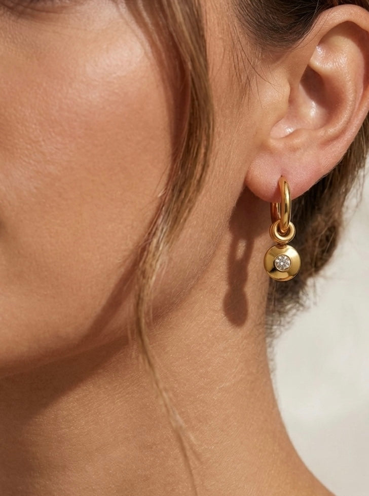 White Cz Circle Dangle