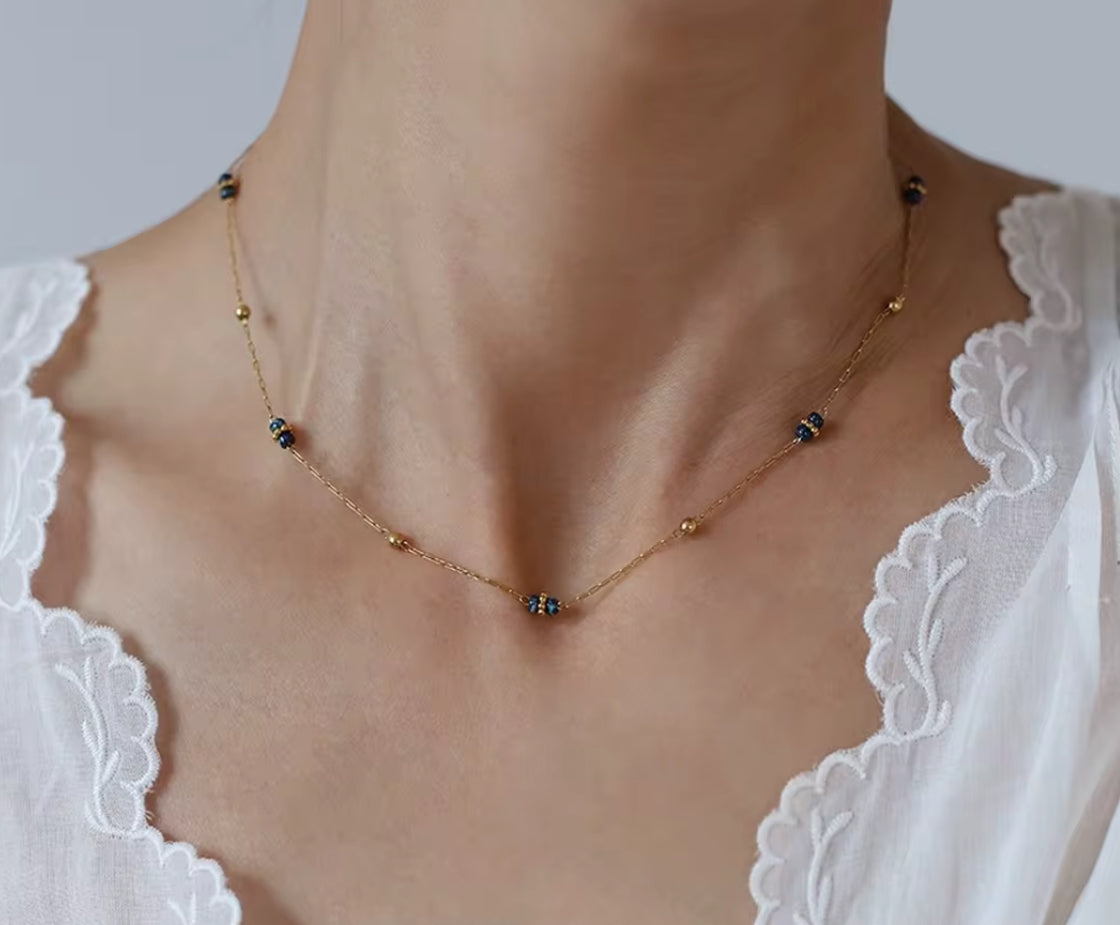 Dainty Natural Stone Beaded Necklace