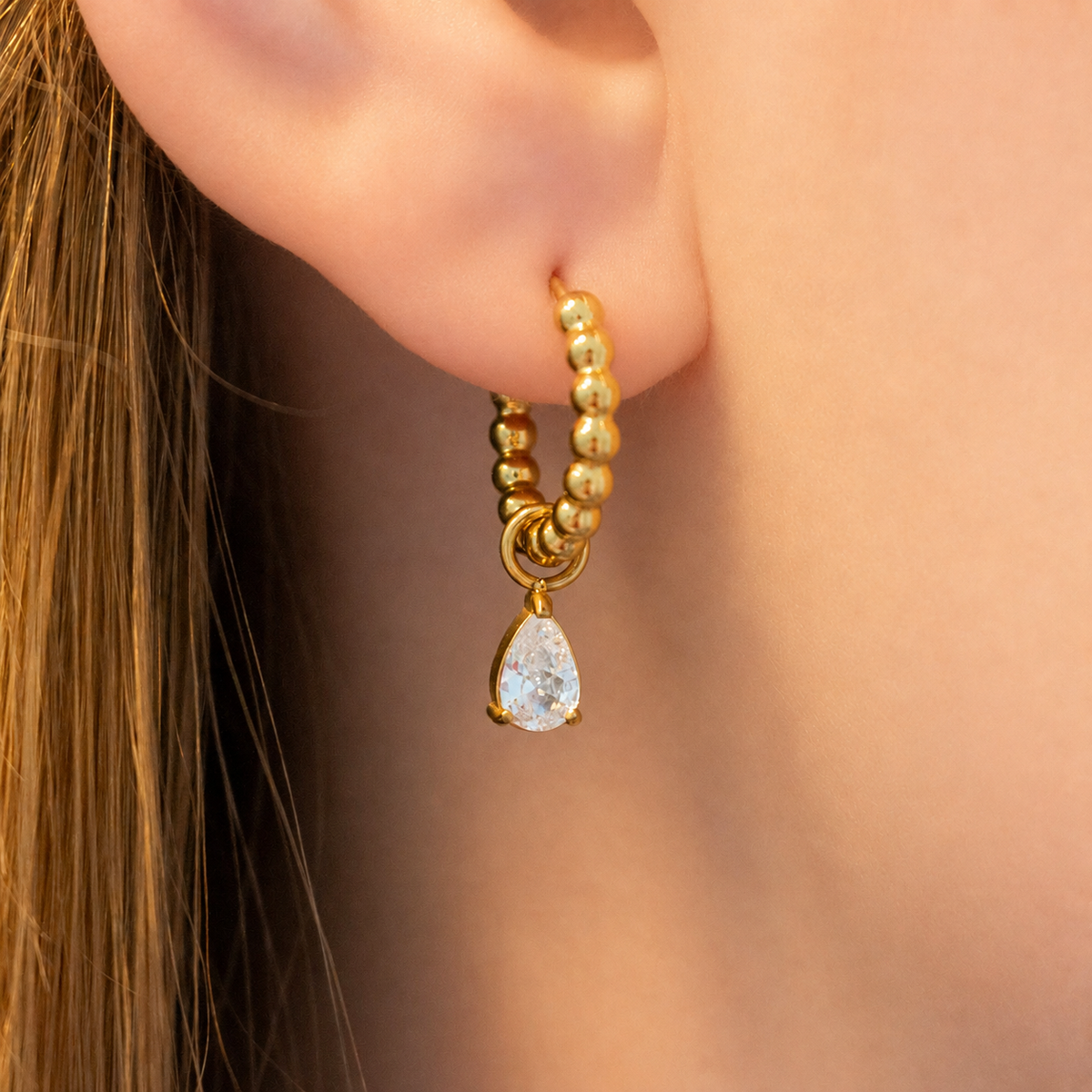 White CZ Stone Dangle Earring