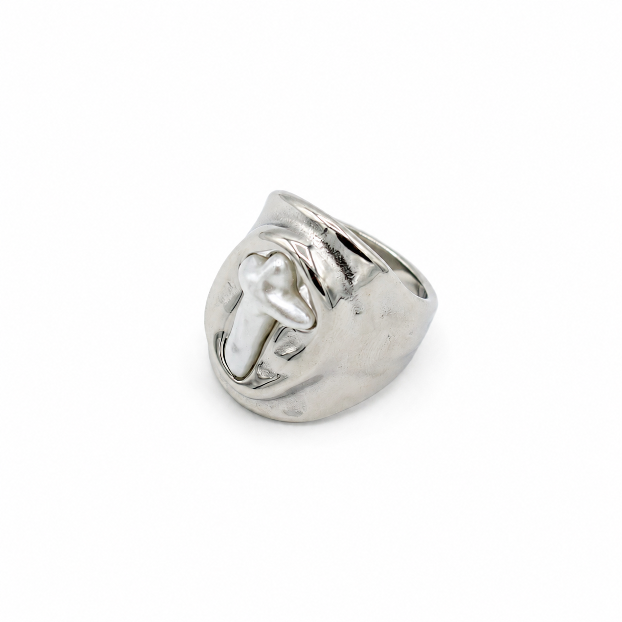 Statement Cross Ring Silver