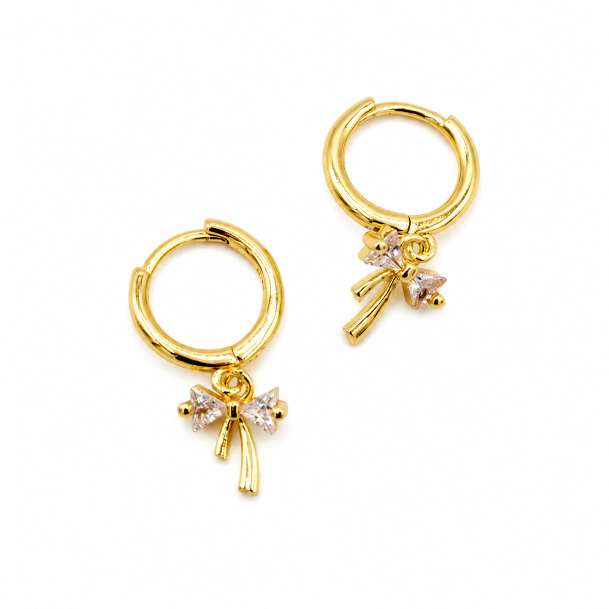 Gold Cz Bow Dangle