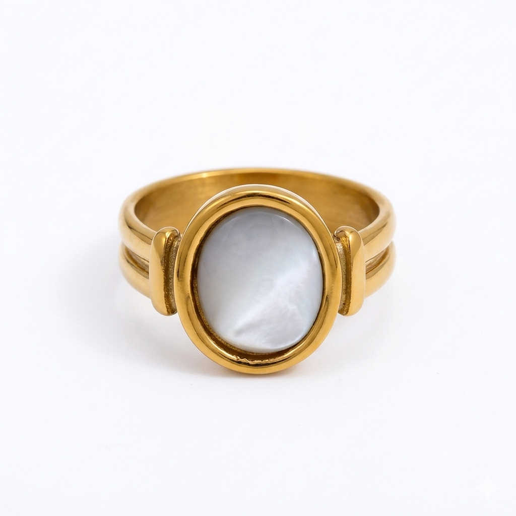 Oval Shell Gold Ring