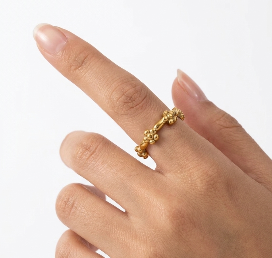 Dotted Flower Gold Ring
