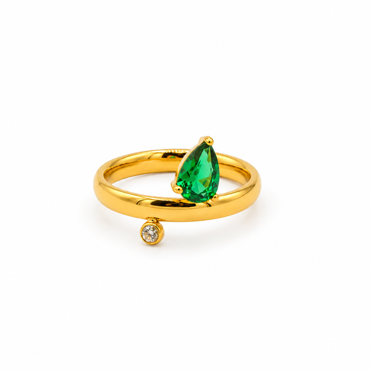 Emerald and White Cz Ring