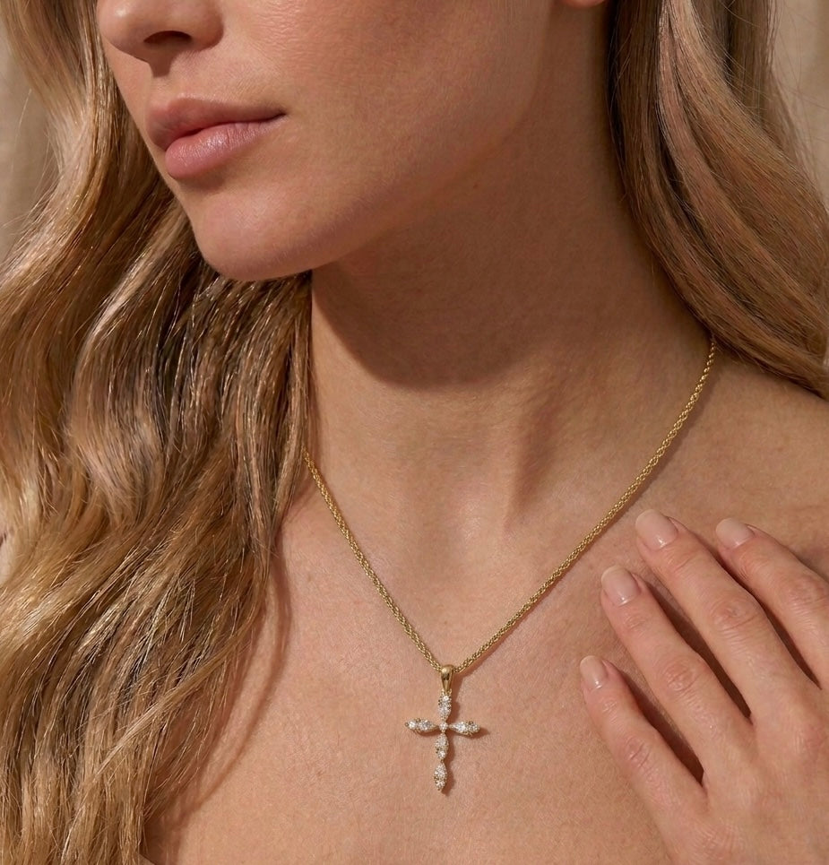 Radiant Cz Cross Necklace