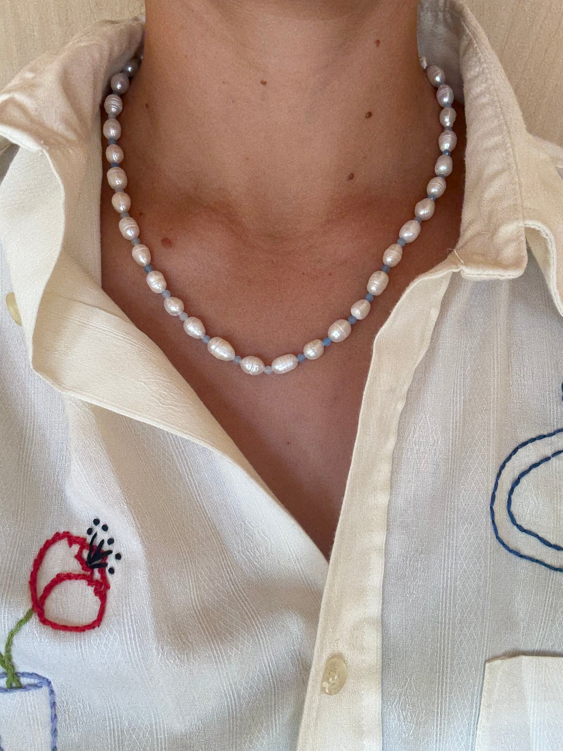 Aquamarine & Pearl Necklace