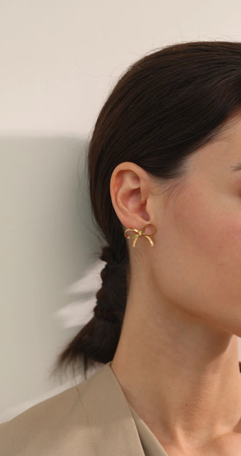 Small Herringbone Bow Earrings