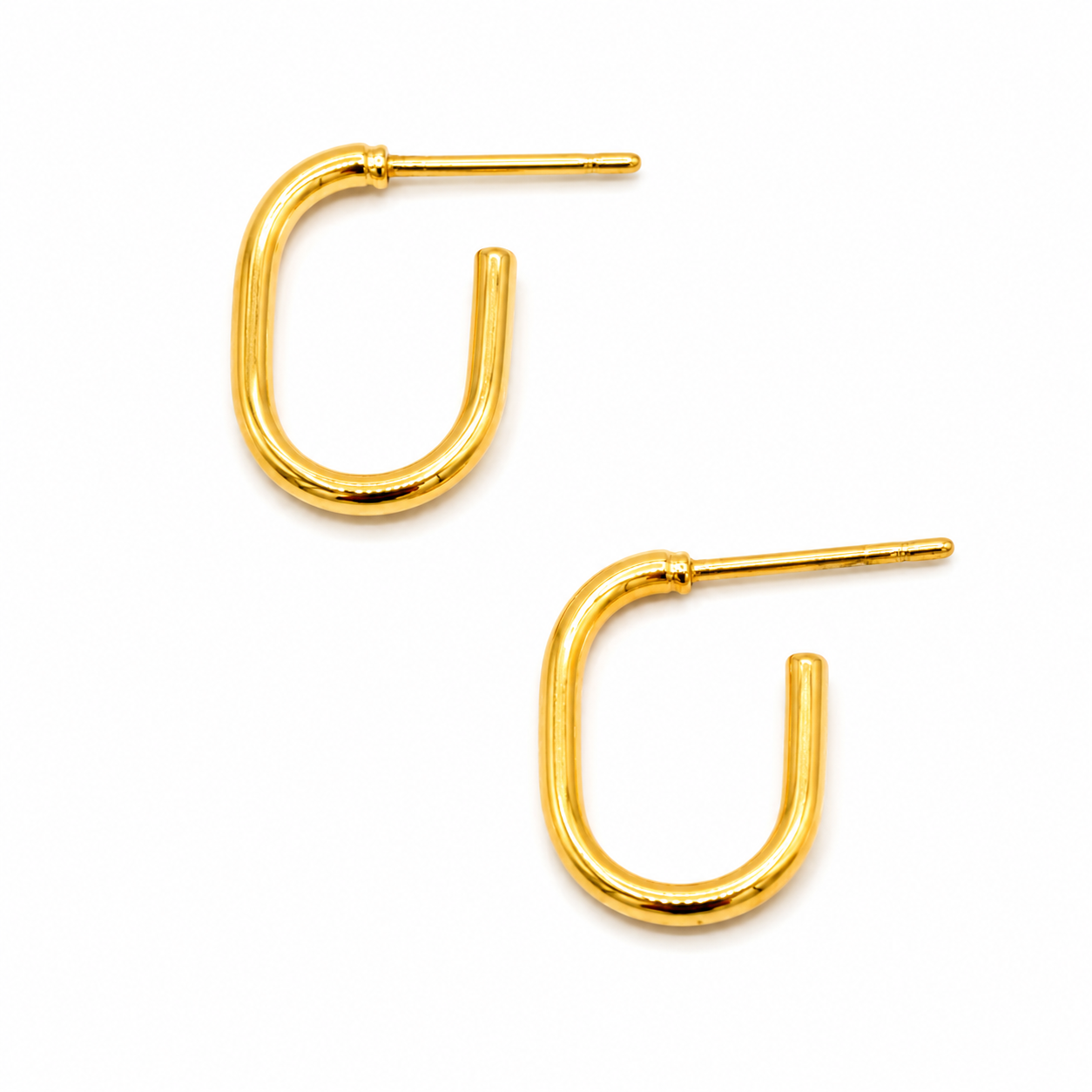 A pair of gold-toned U-shaped post earrings