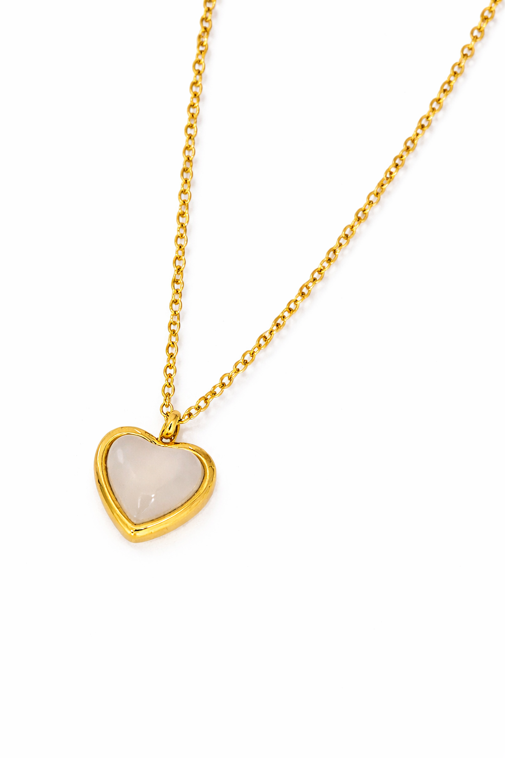 Heart-shaped pendant necklace with gold chain