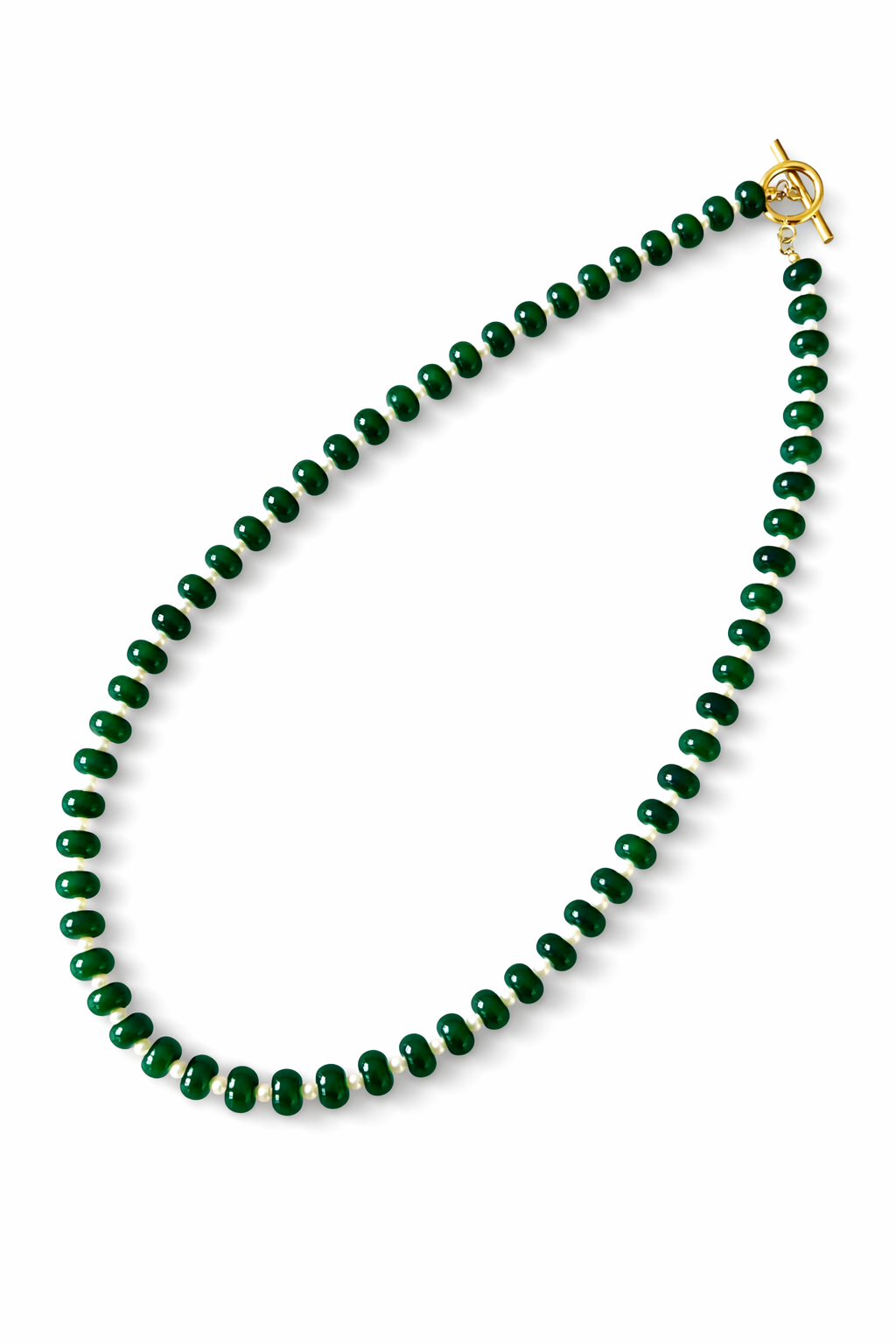 Emerald + Pearl Stone Necklace