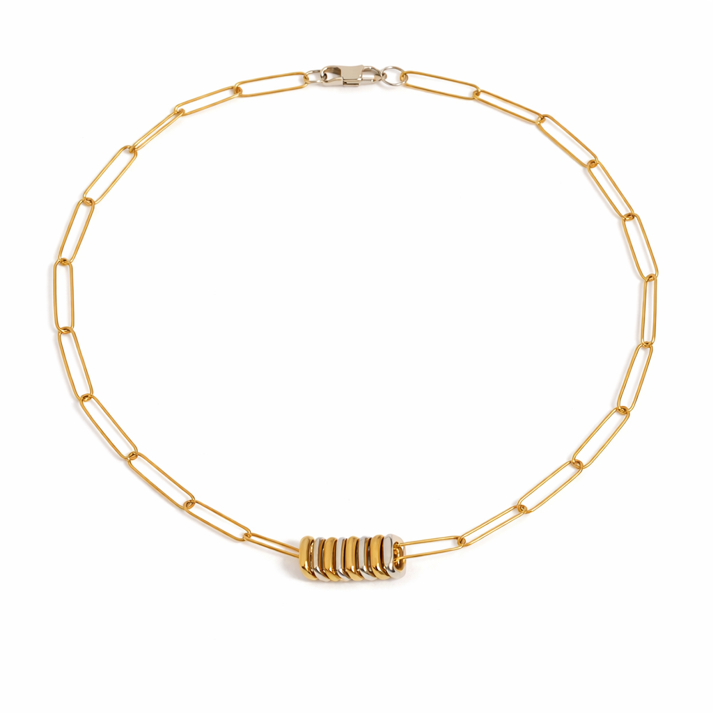 Mix Metal Paperclip Necklace