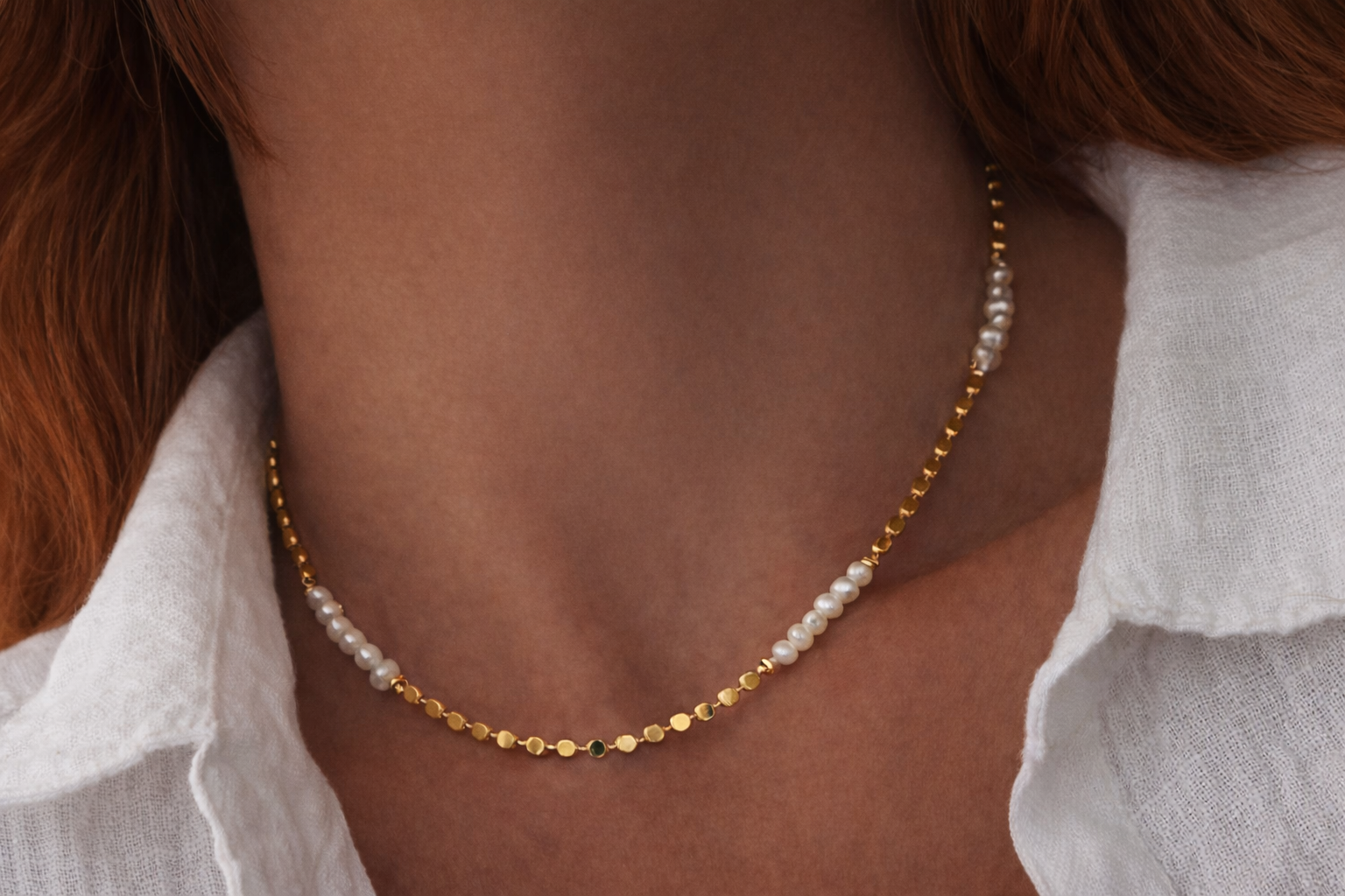 Gold Pearl Necklace
