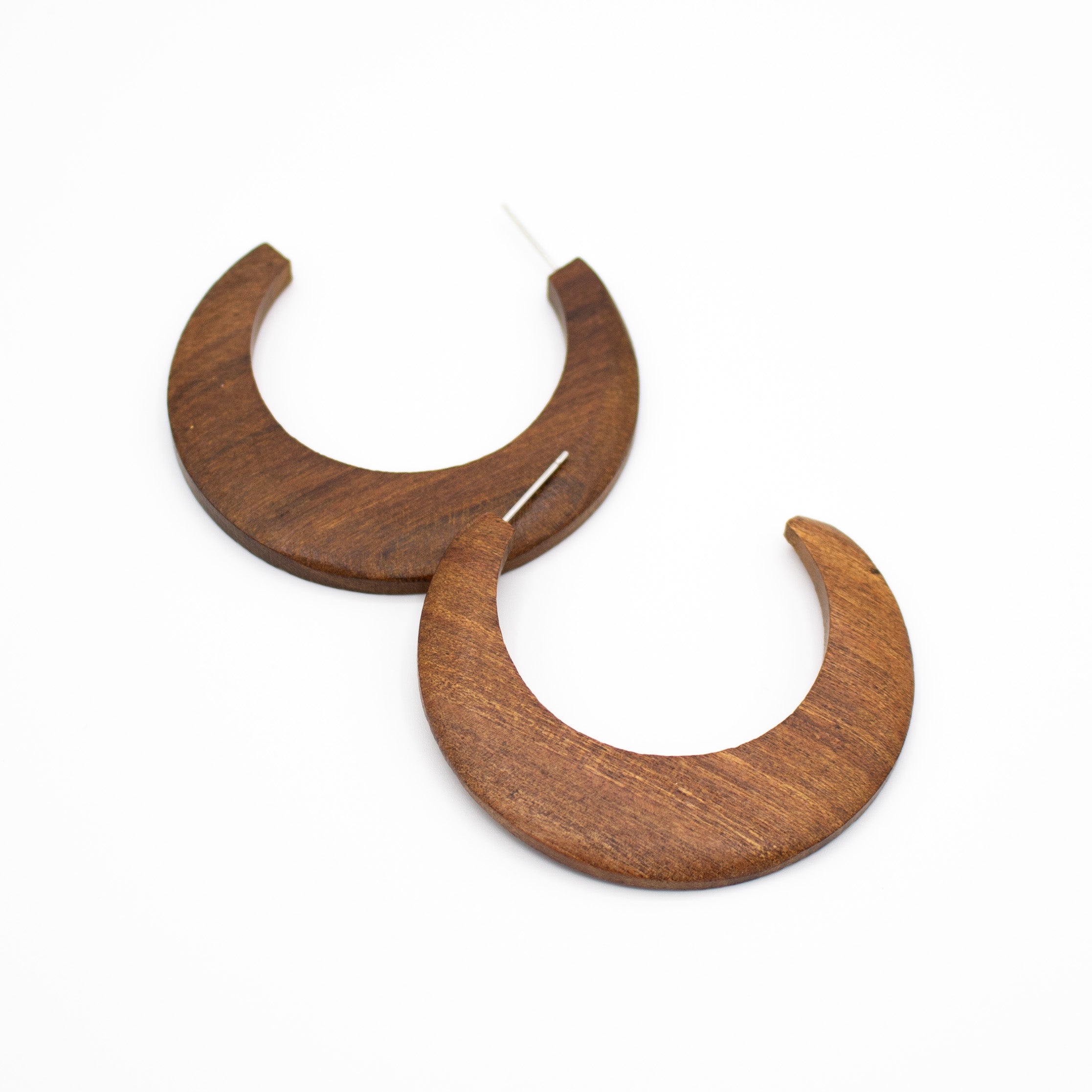 Warm Walnut Crescent Earrings