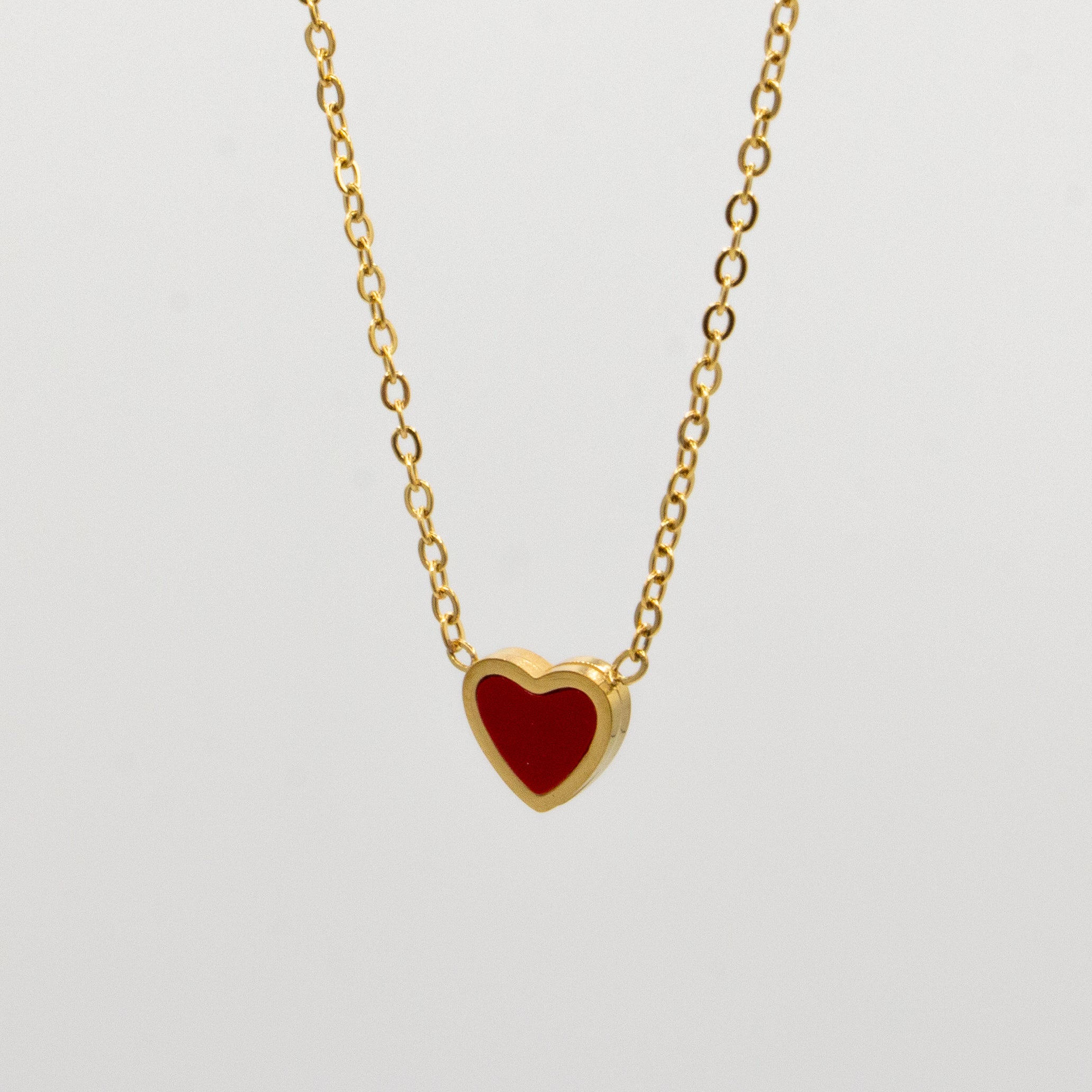 Golden Red Heart Necklace