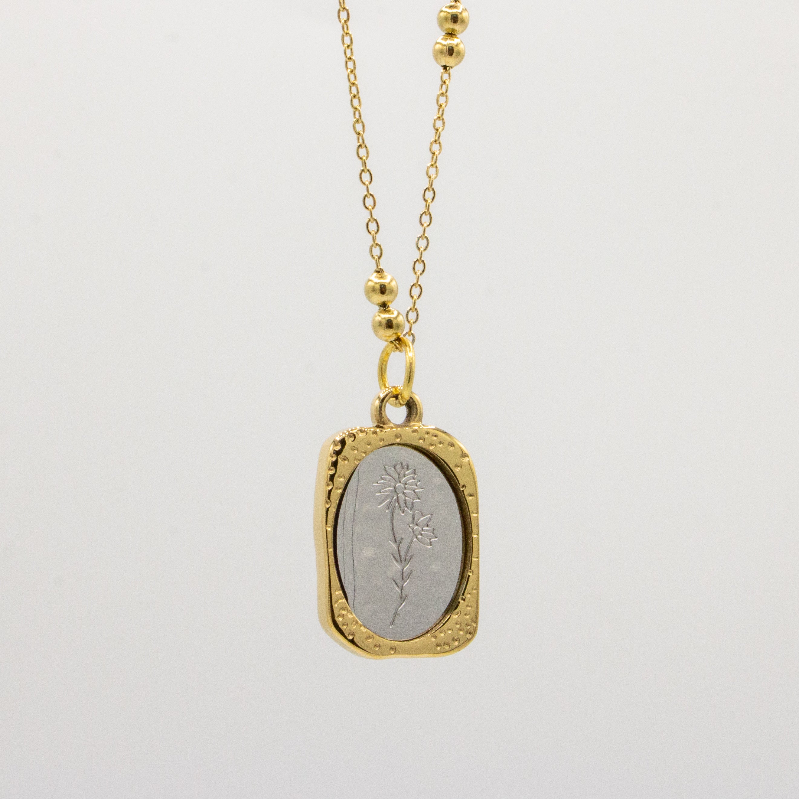 Engraved Flower Necklace