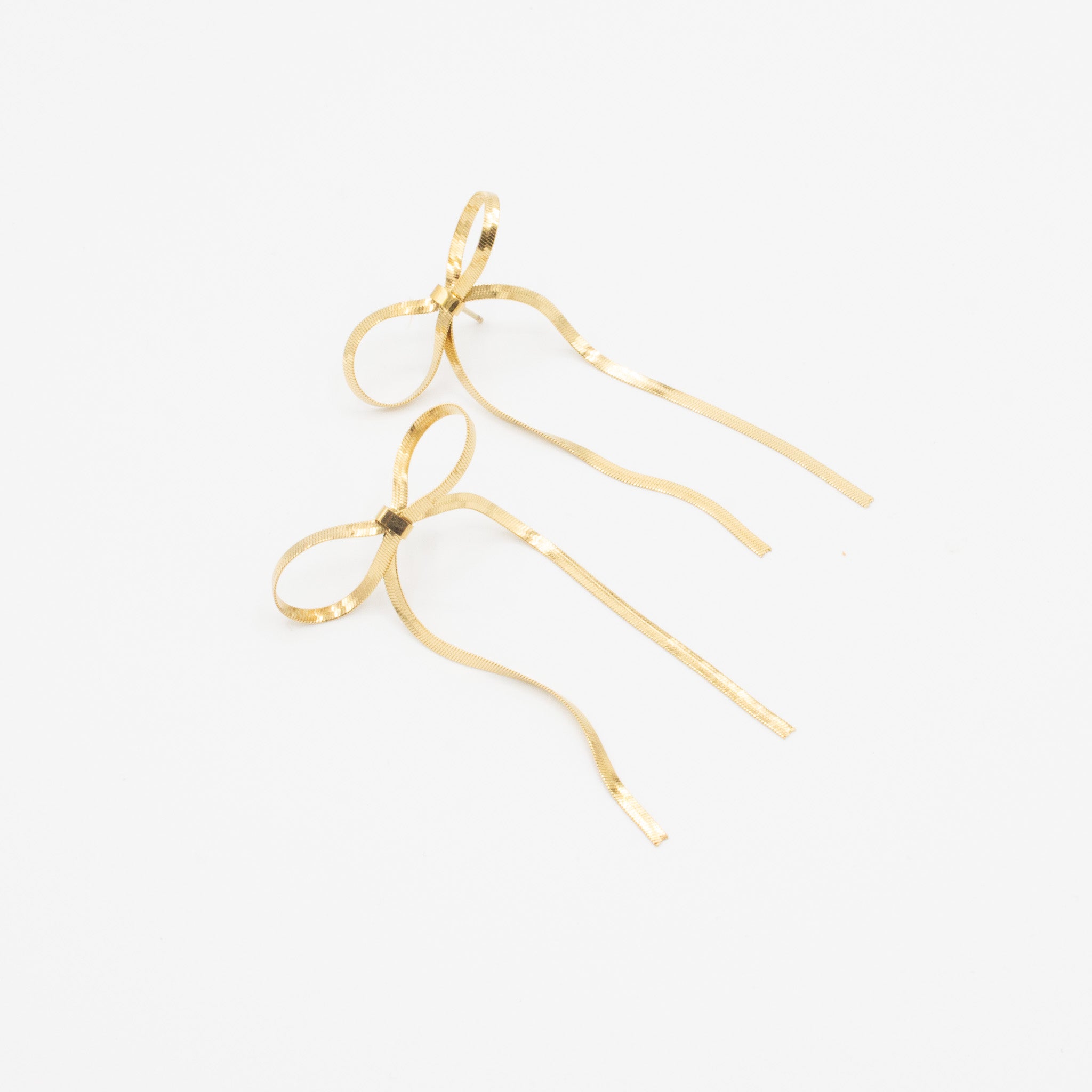 Herringbone Bow Dangle Earrings