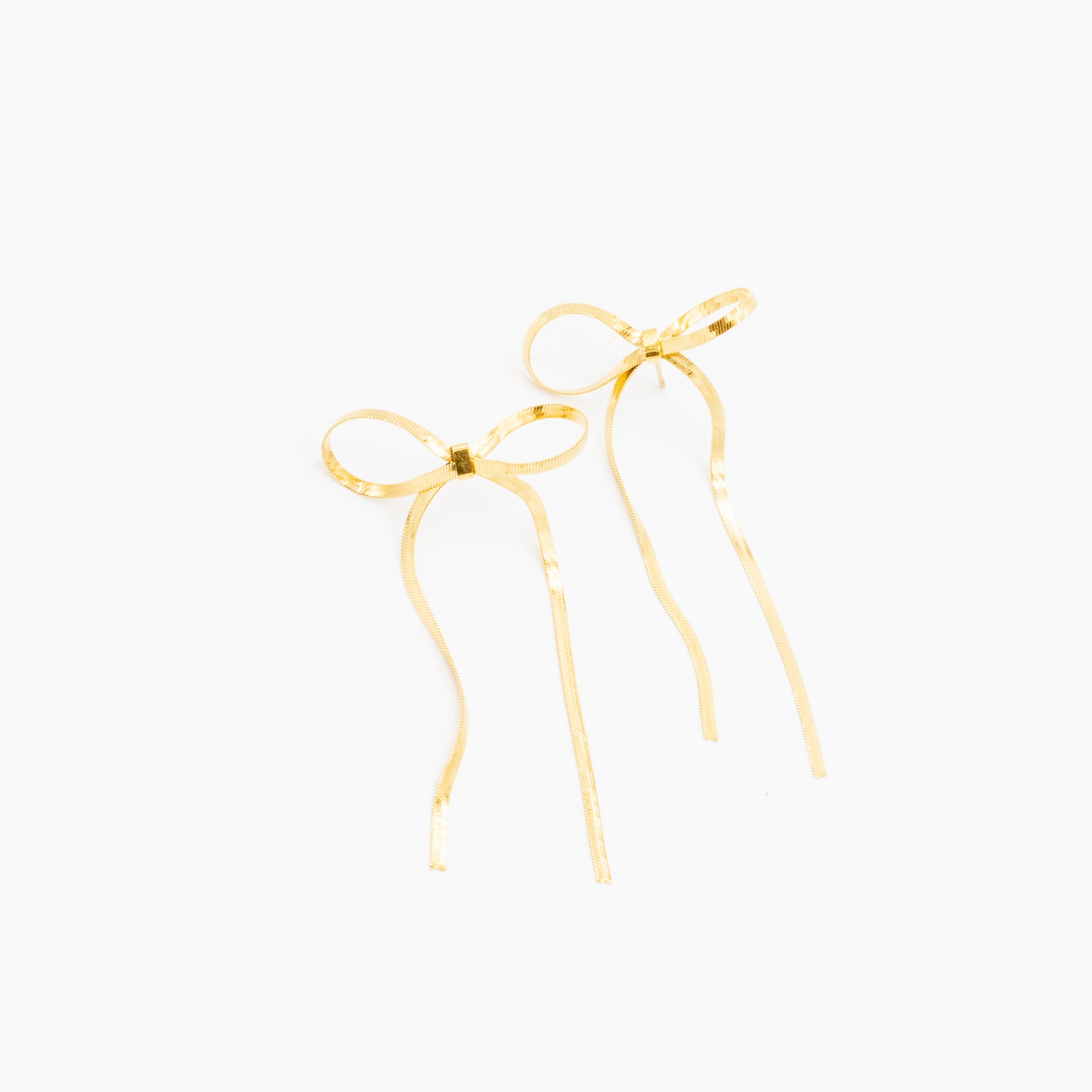 Herringbone Bow Dangle Earrings