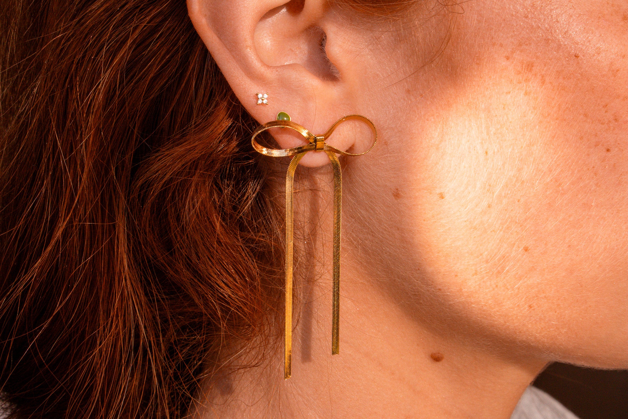 Herringbone Bow Dangle Earrings