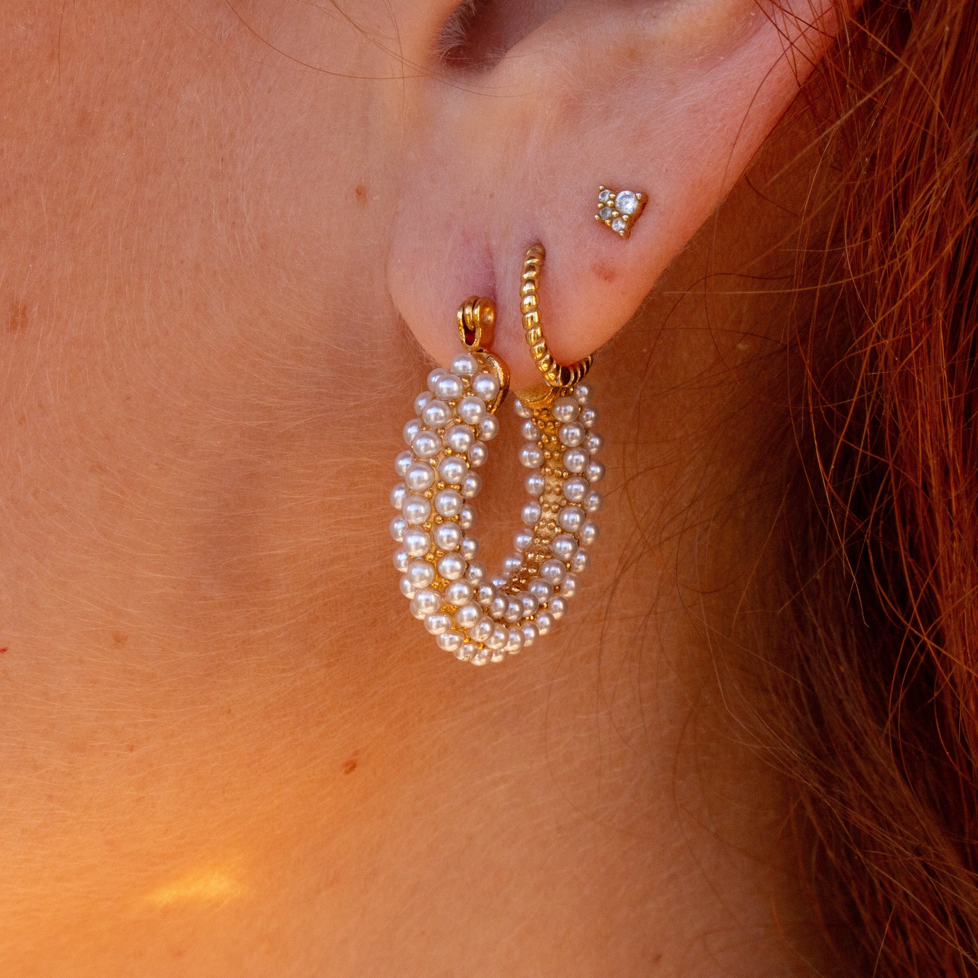 Stippled Pearl Earrings