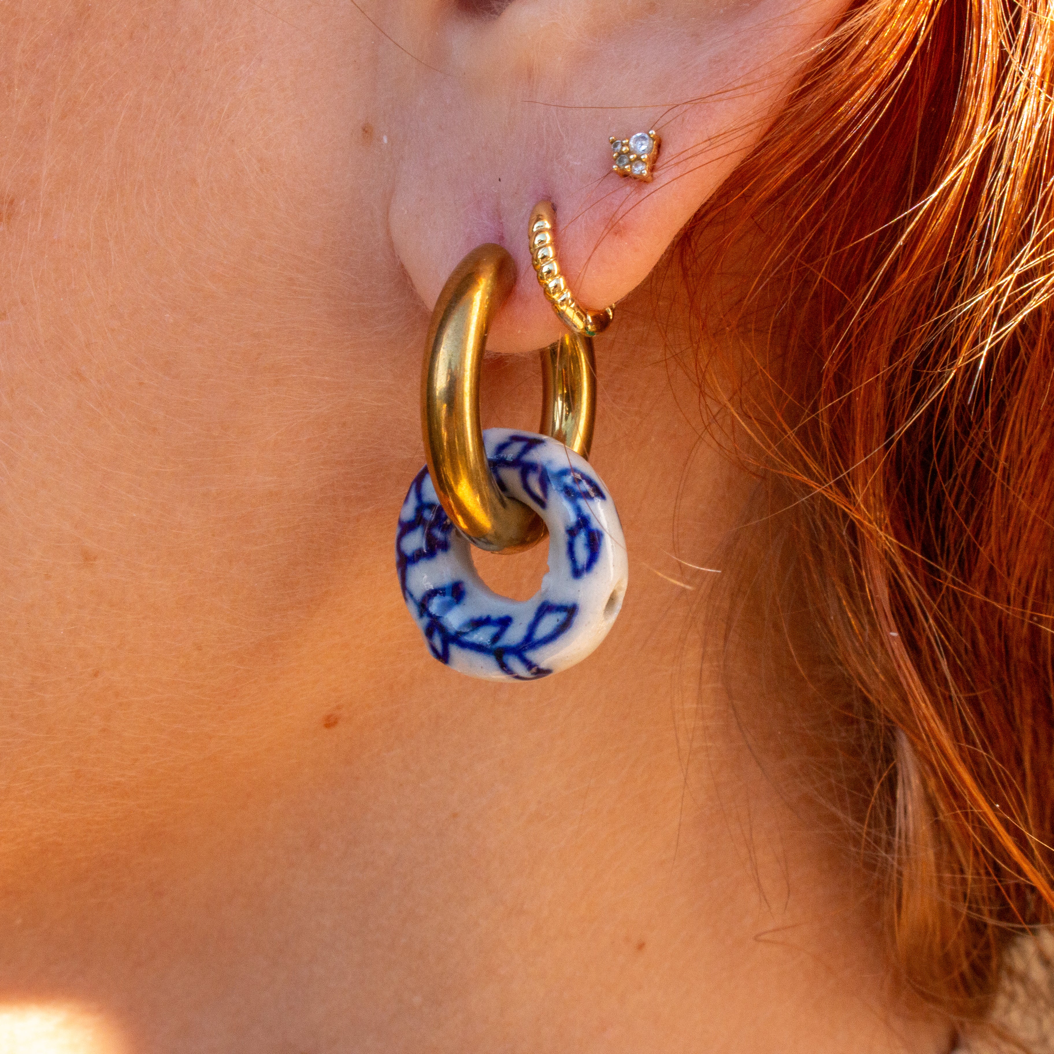 Watercolor Design Dangle Hoops