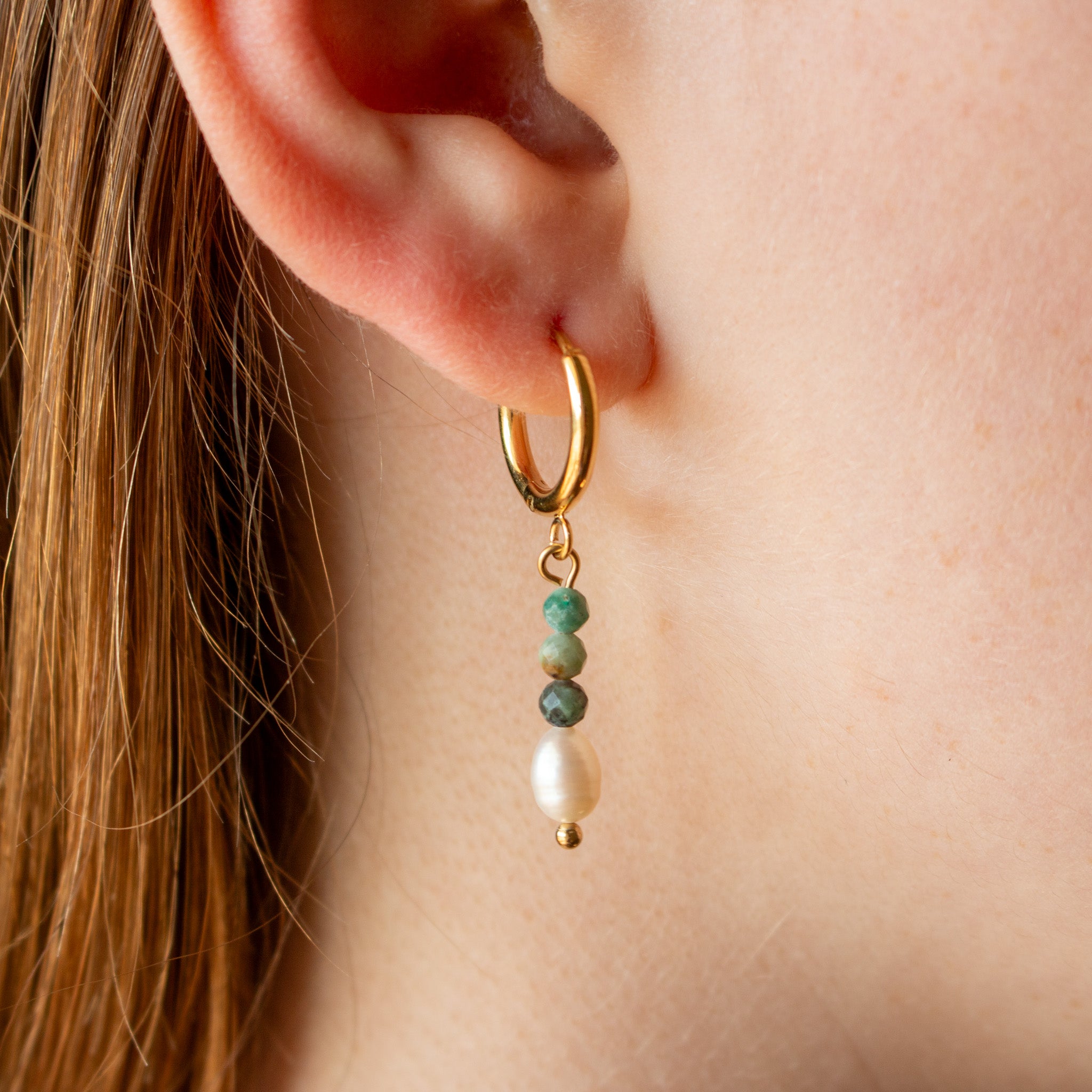 Turquoise + Pearl Dangle Earrings
