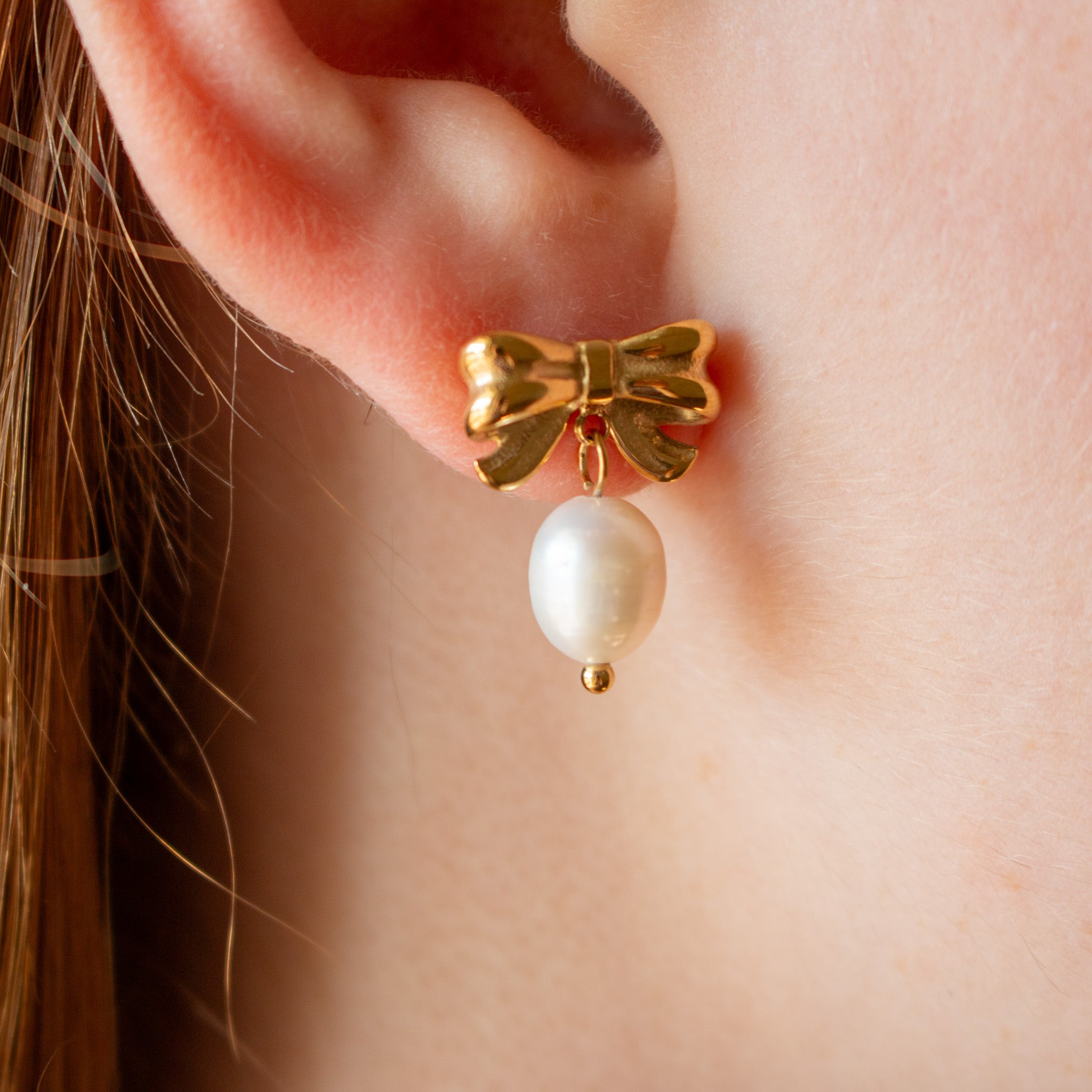Bow + Fresh Water Pearl Dangle