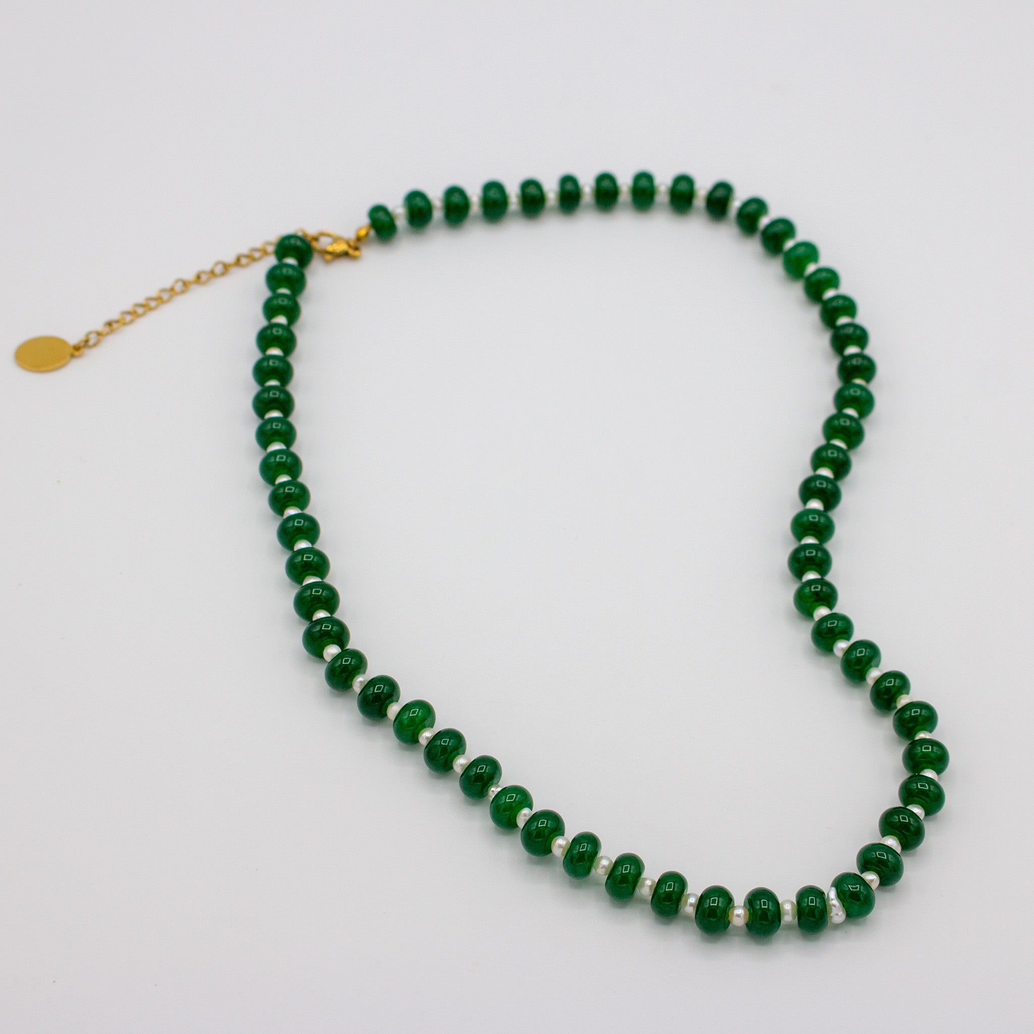 Emerald + Pearl Stone Necklace