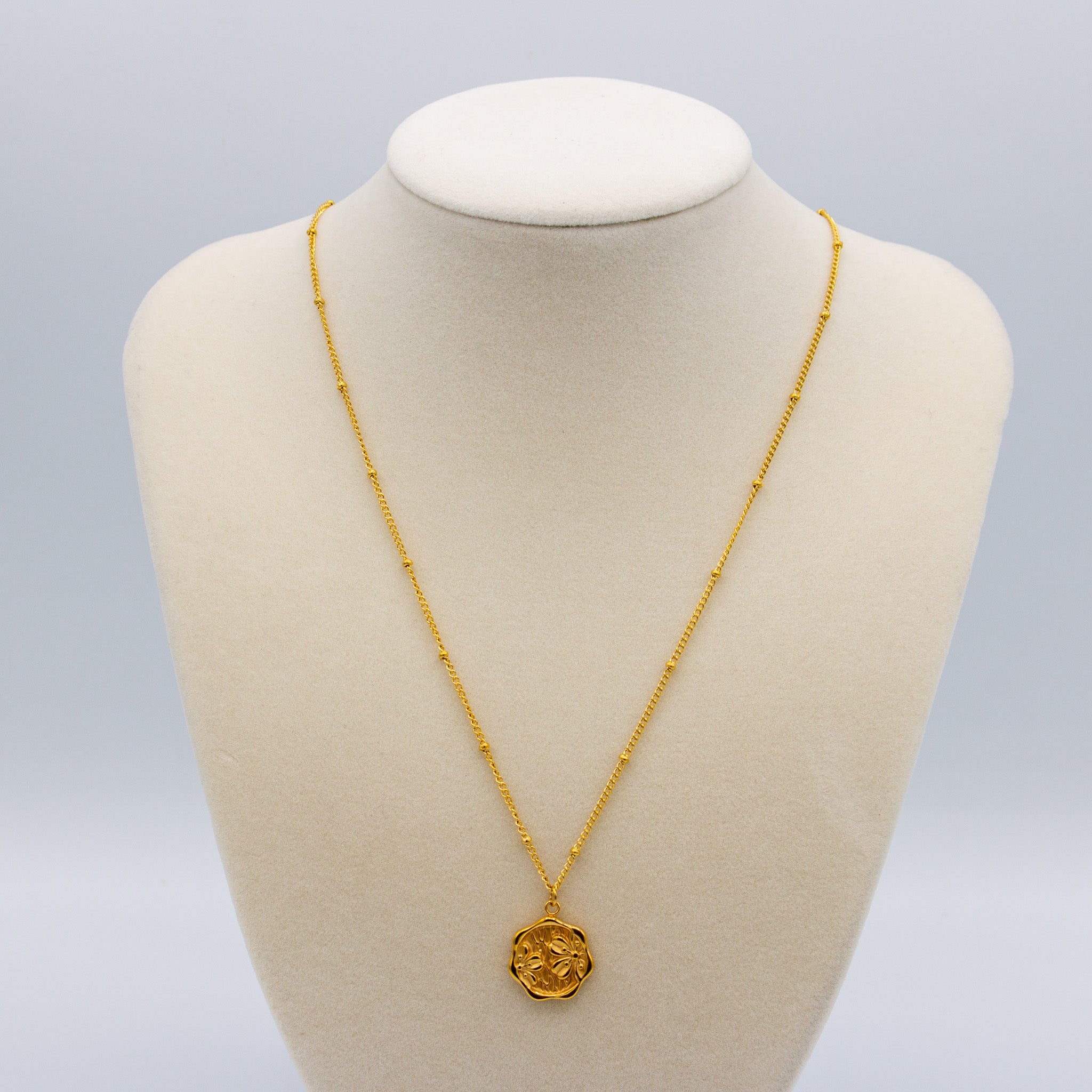 Golden Flower Medallion Necklace