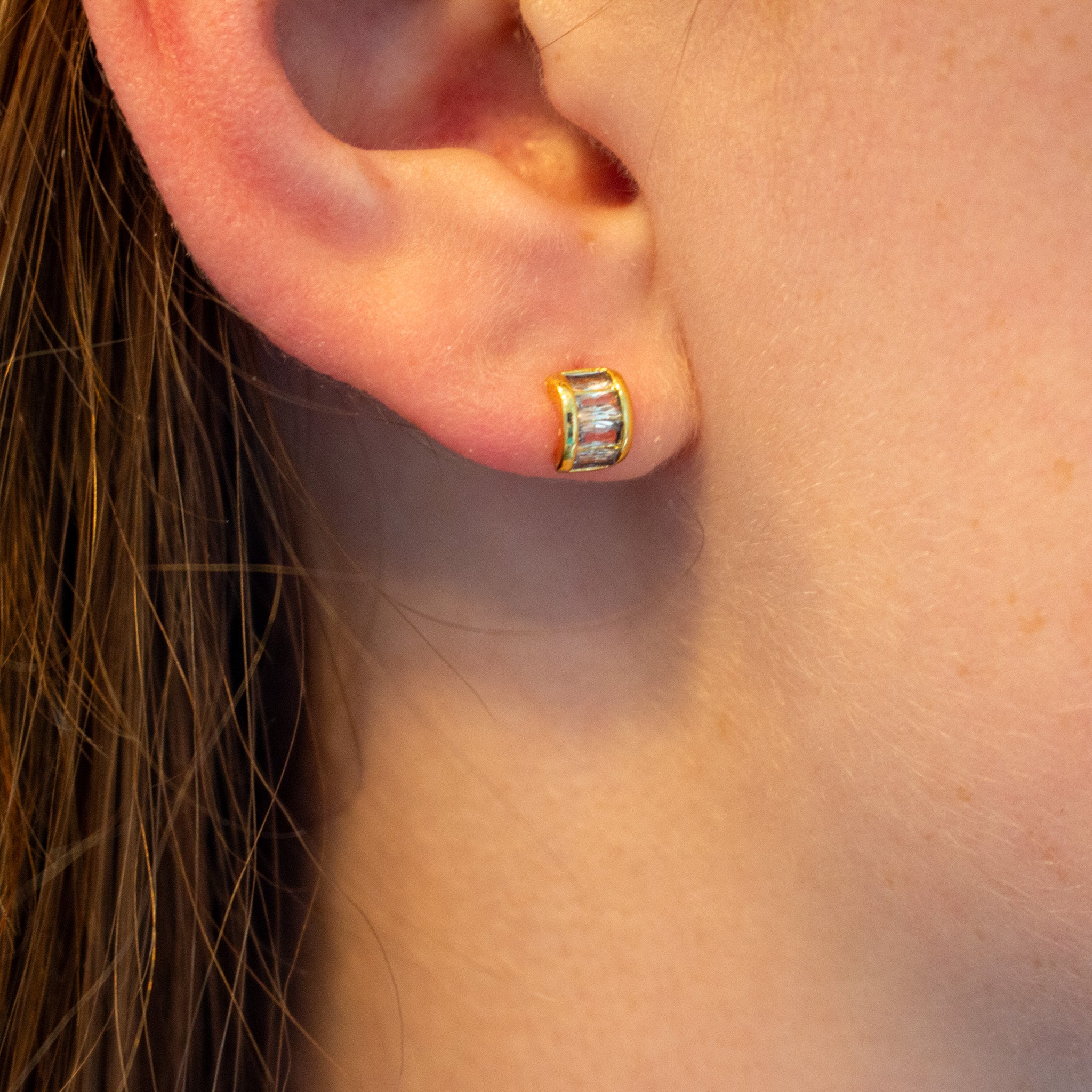 Baguette CZ Cube Studs