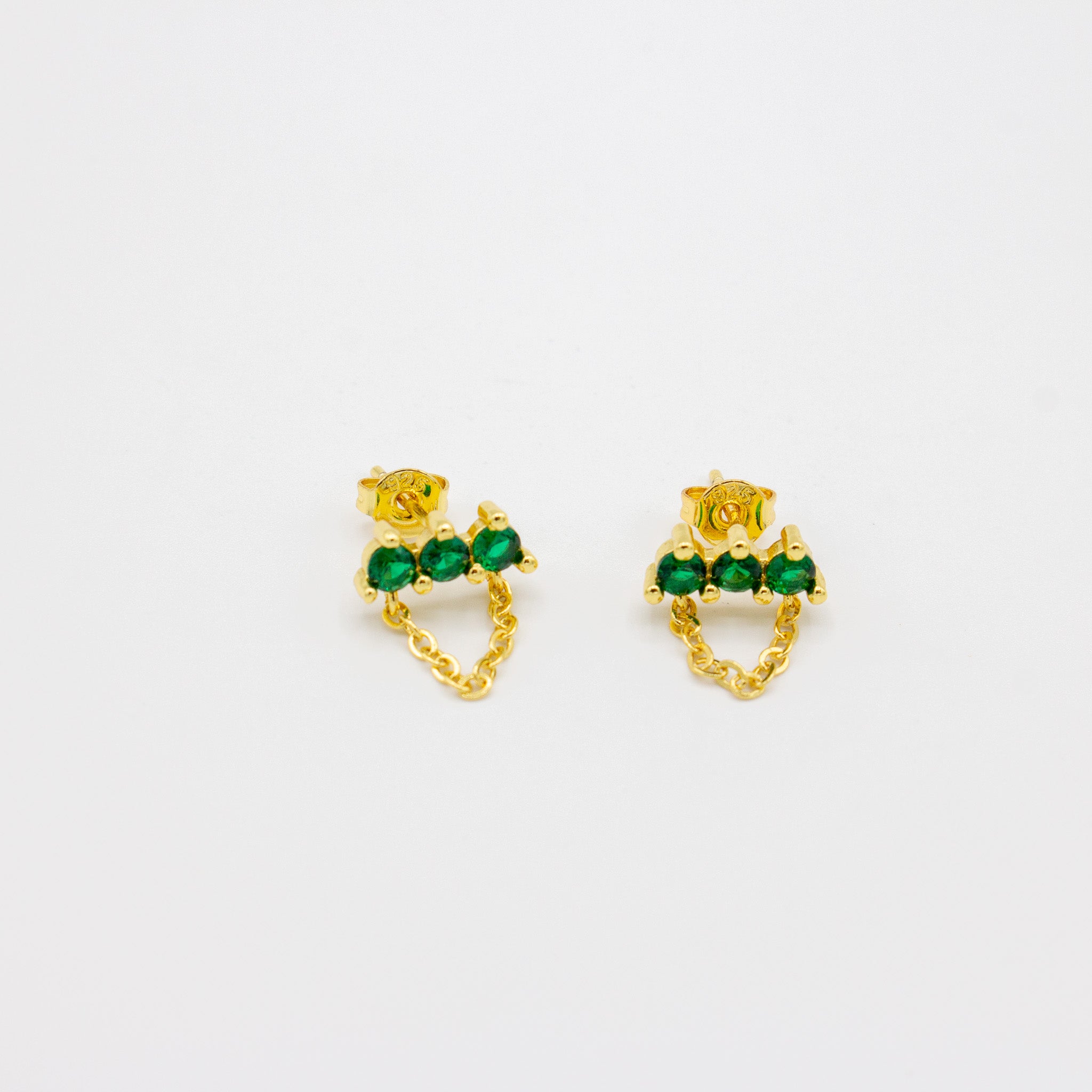 Green Tri Stone Chain Dangle