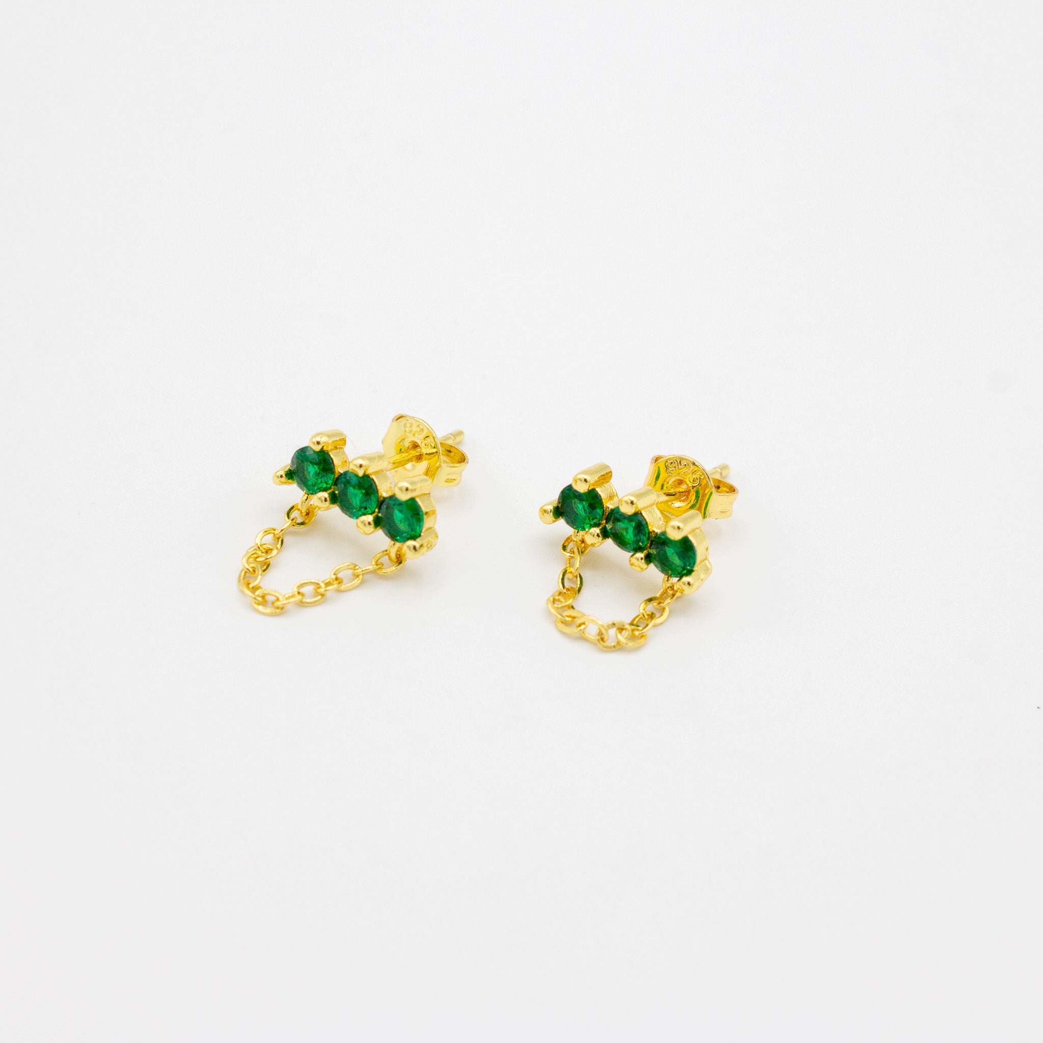 Green Tri Stone Chain Dangle