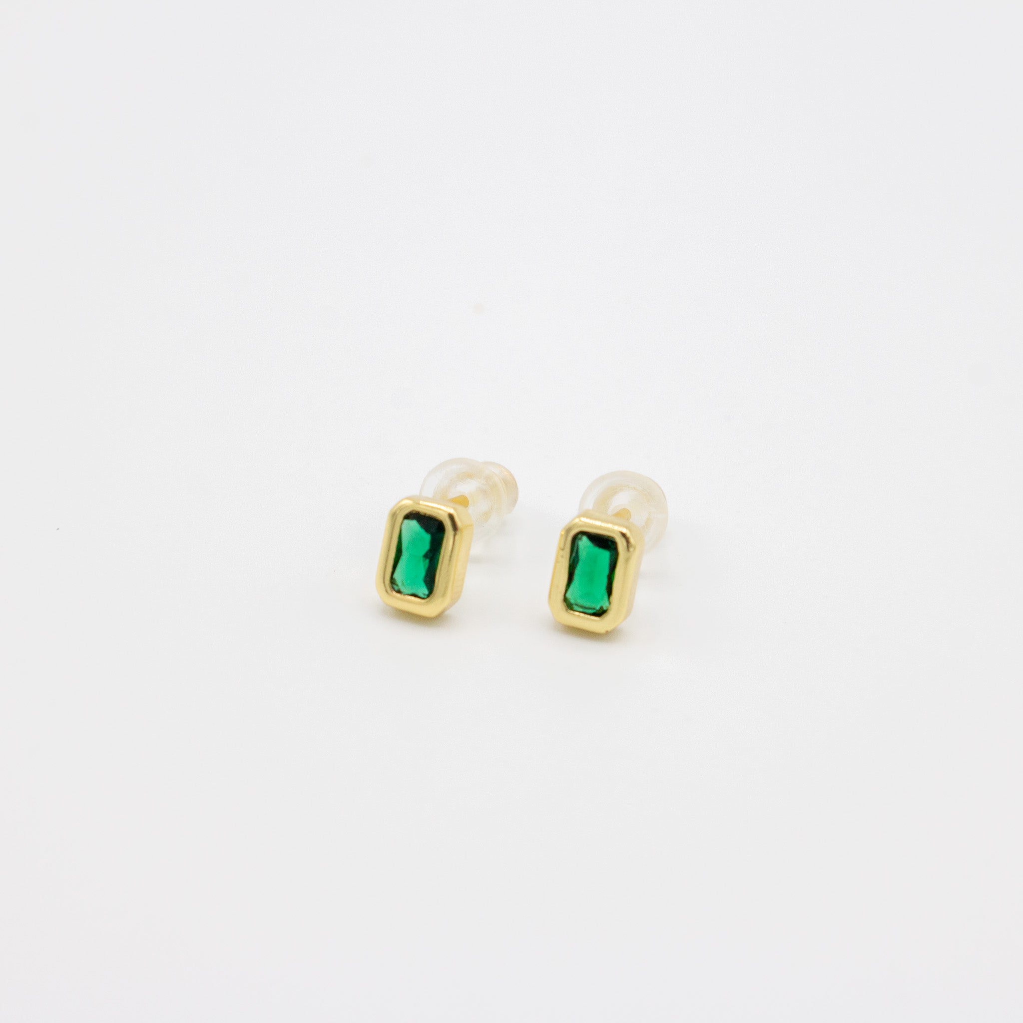 Emerald Baguette Studs