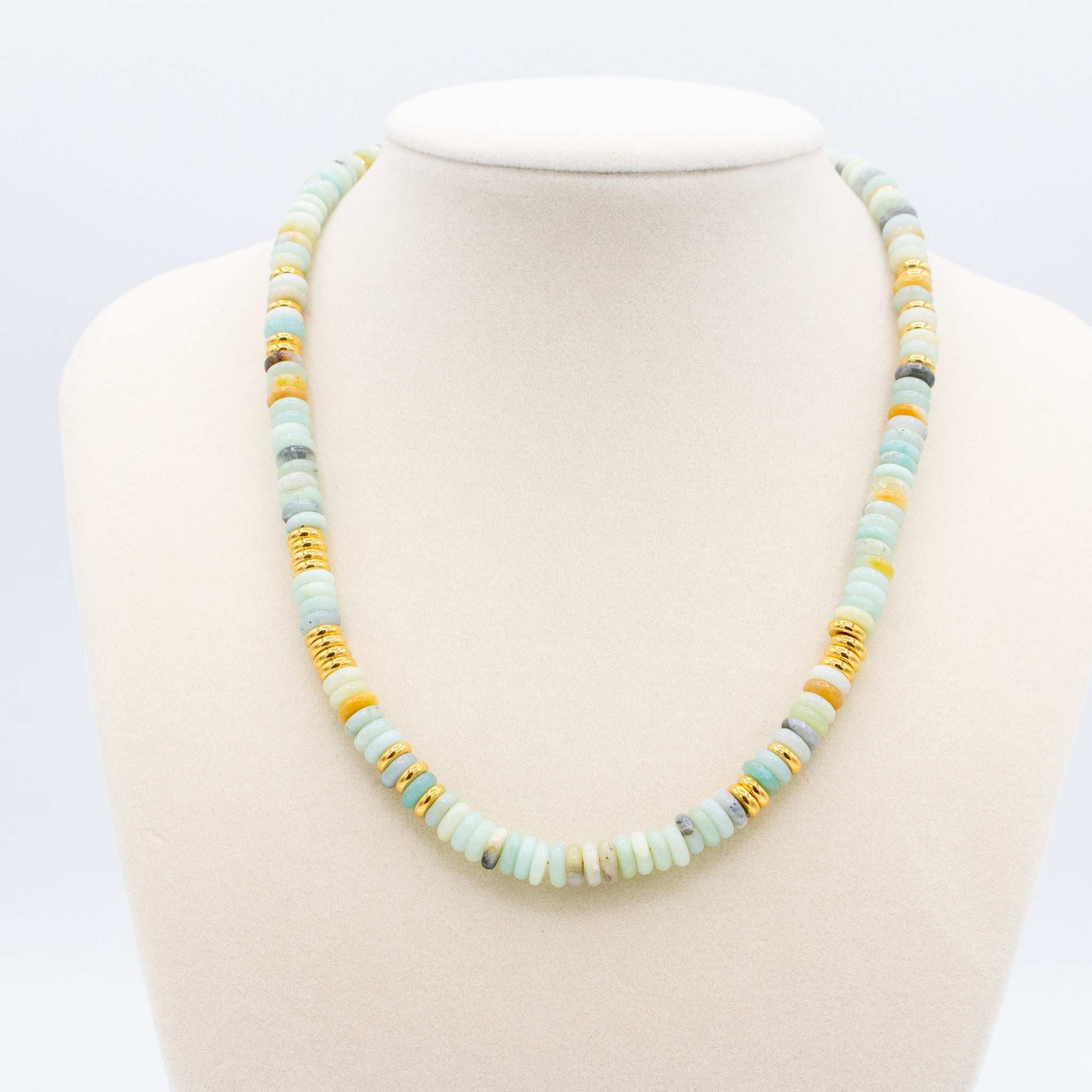 Aqua and Gold Beaded Necklace