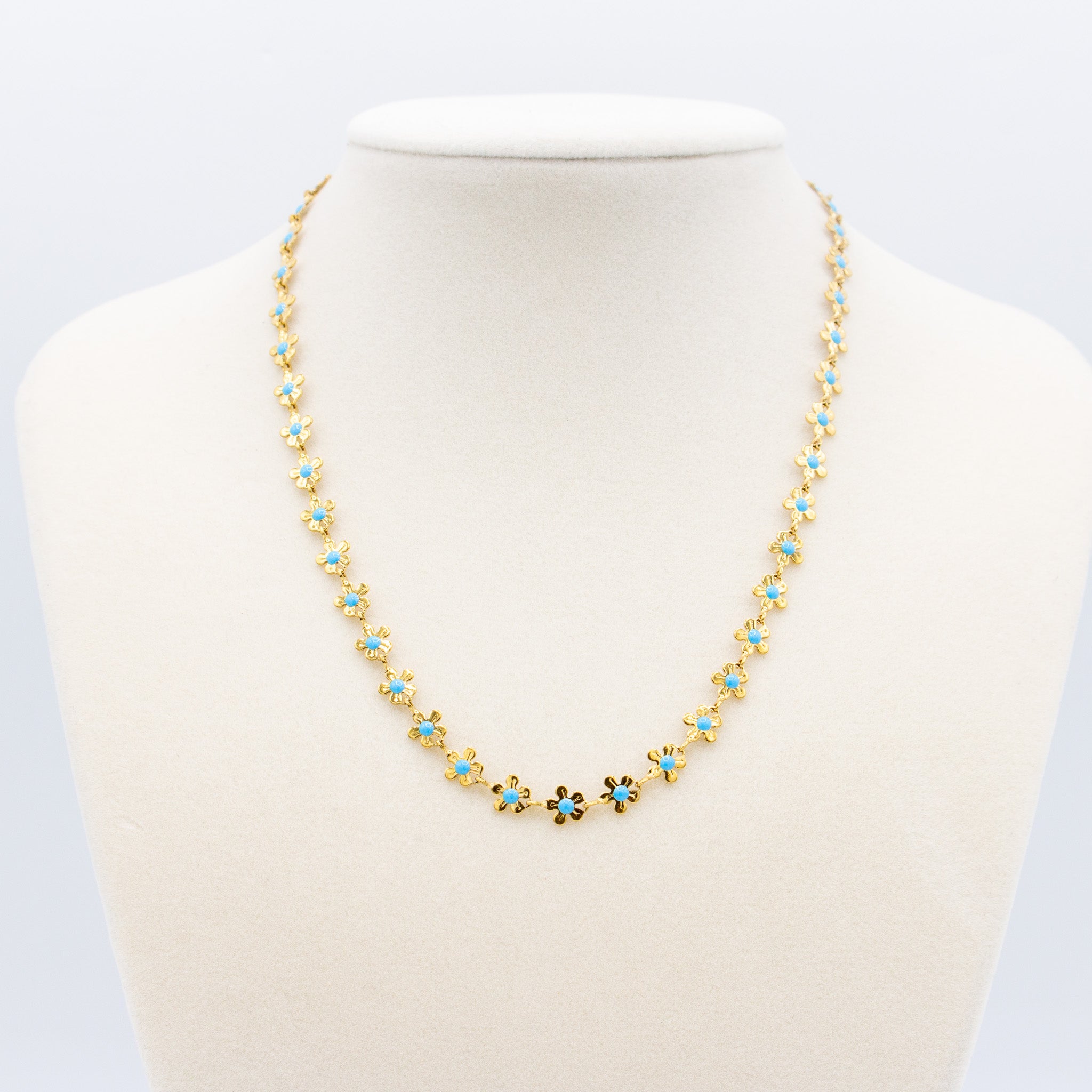 Turquoise and Gold Flower Necklace