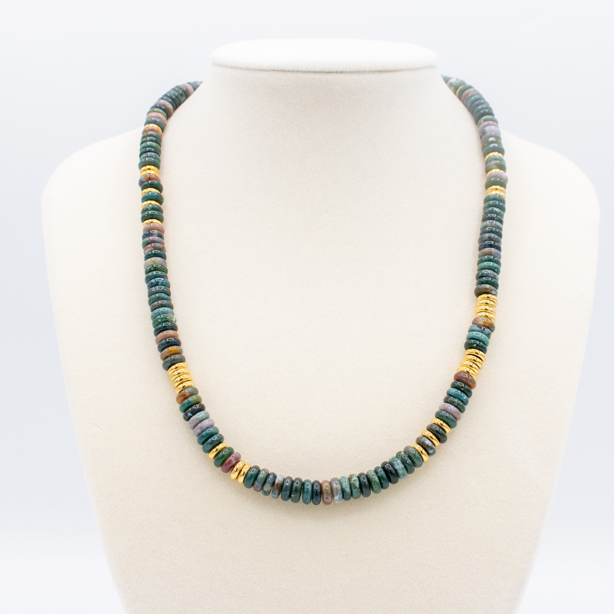 Navy Blue and Gold Beaded Necklace