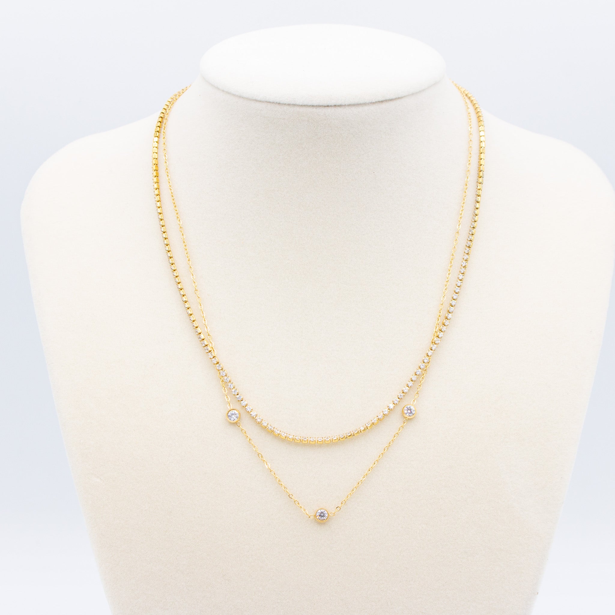 Double Layered CZ Necklace