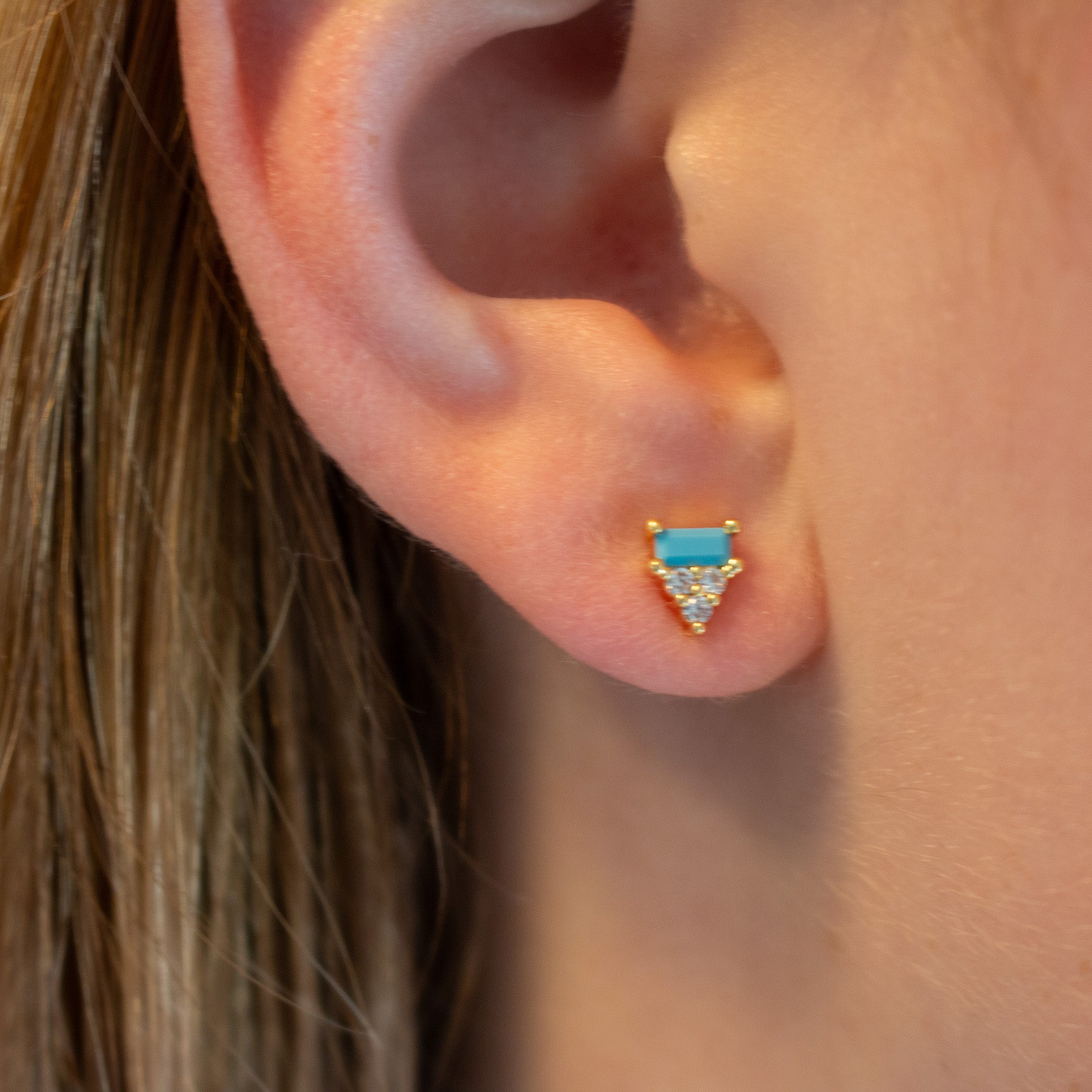 Turquoise Baguette Studs